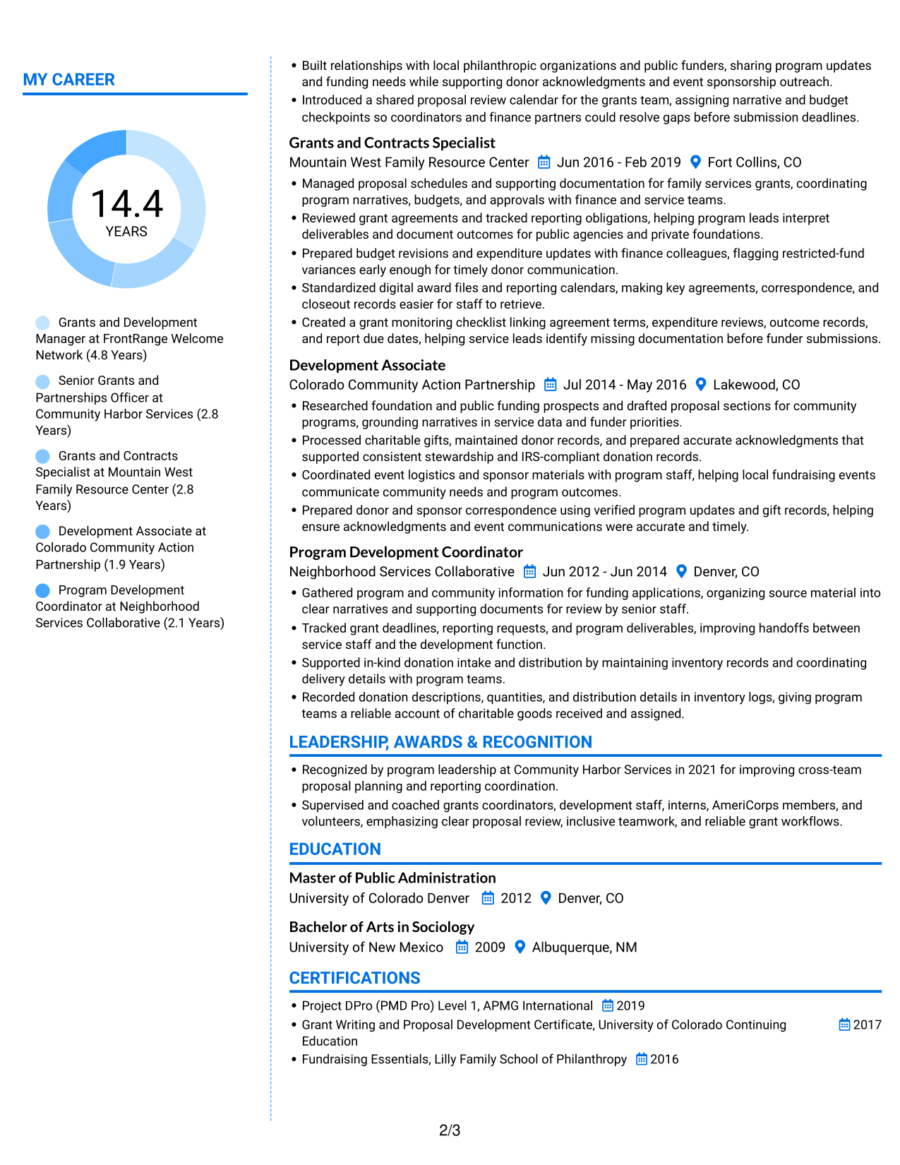 Resume example — page 2