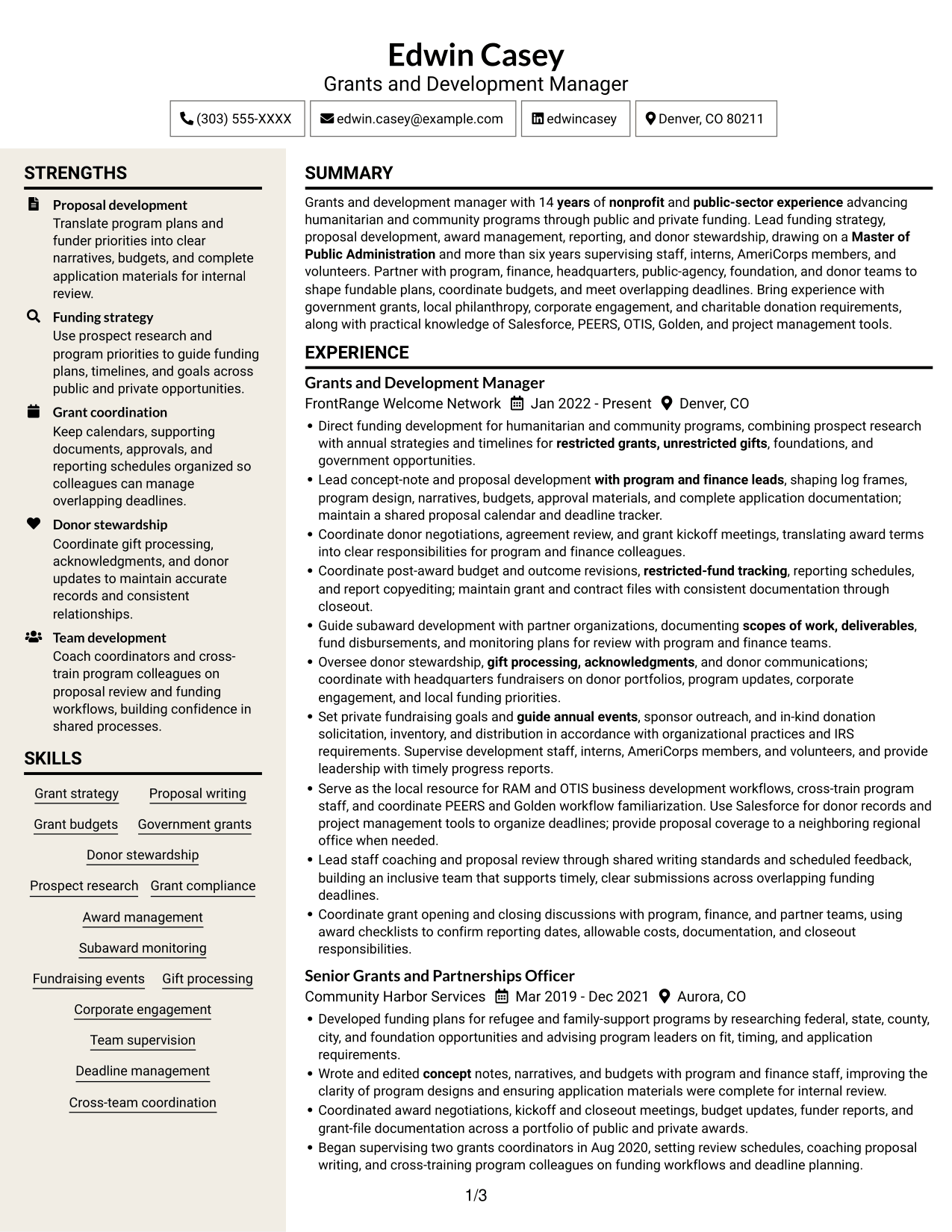 Resume example — page 1