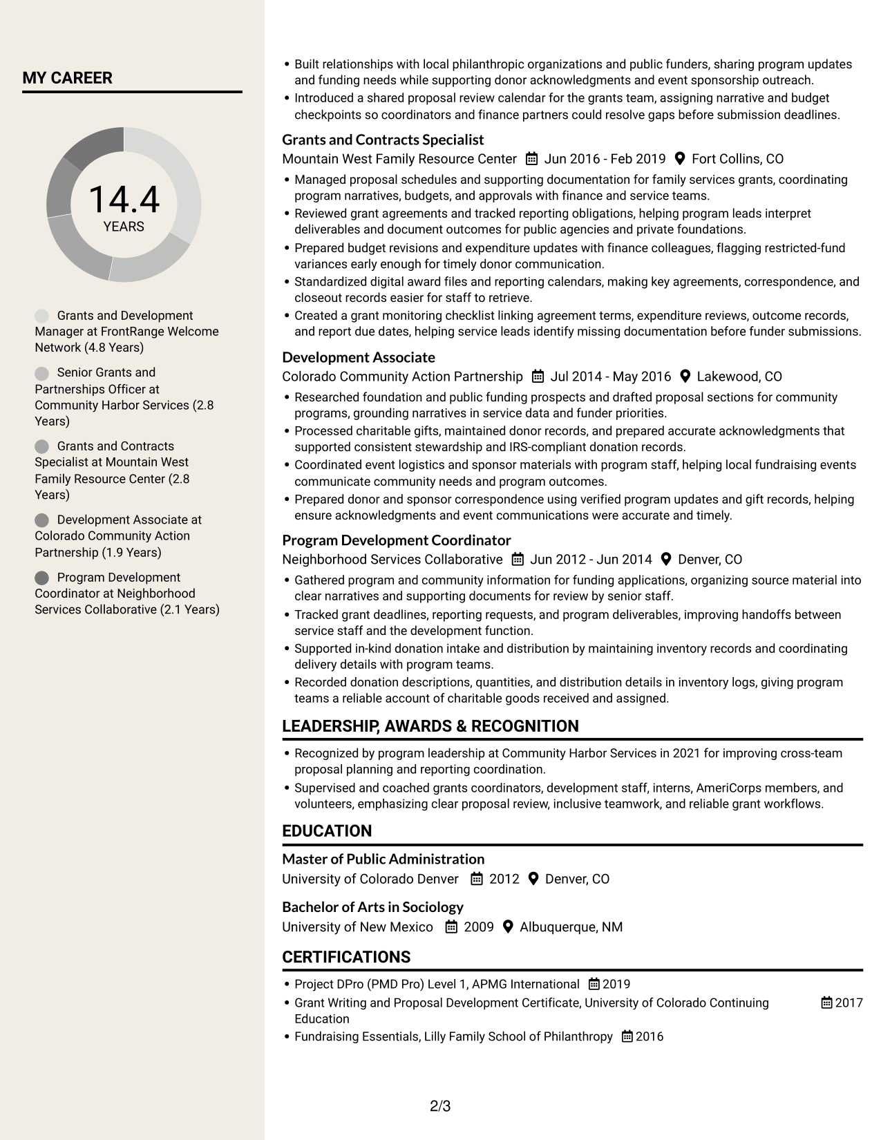 Resume example — page 2