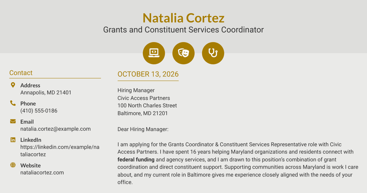 7 Grants Coordinator & Constituent Services Representative Cover Letter Templates with Example