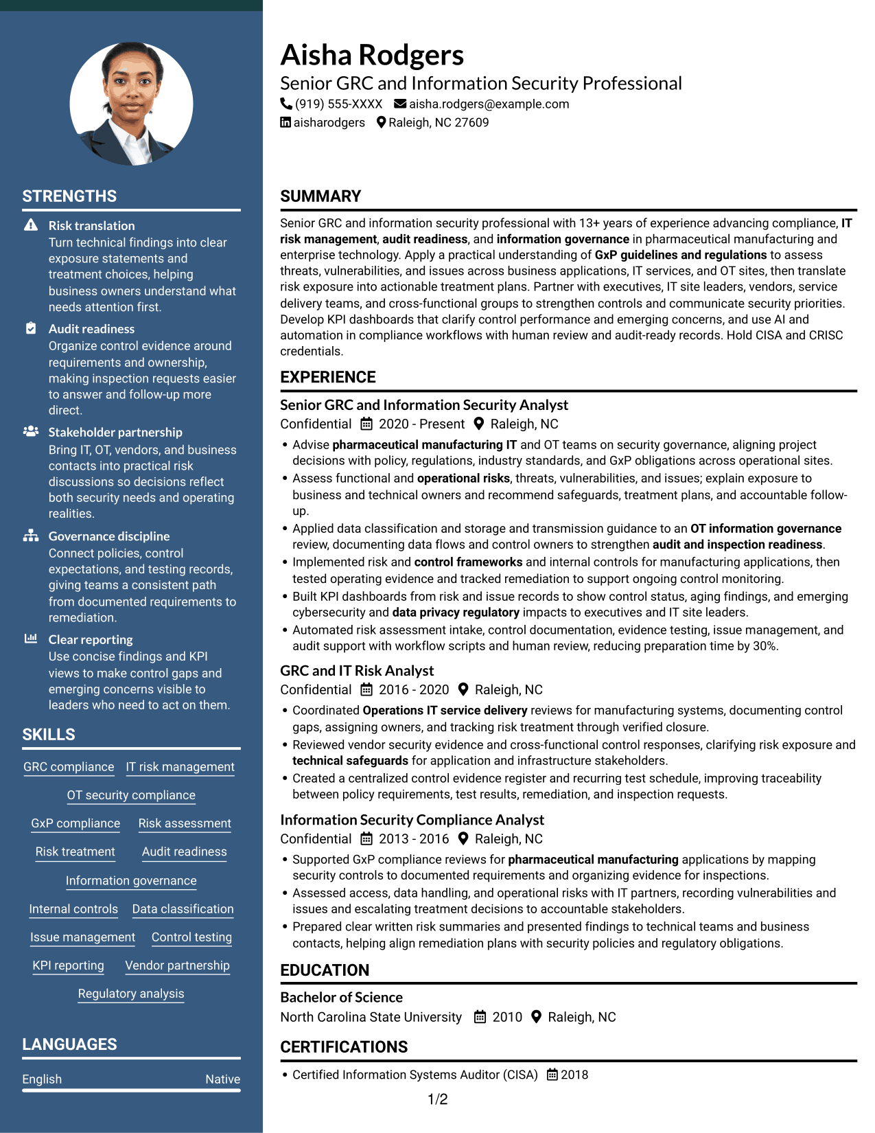 Resume example — page 1