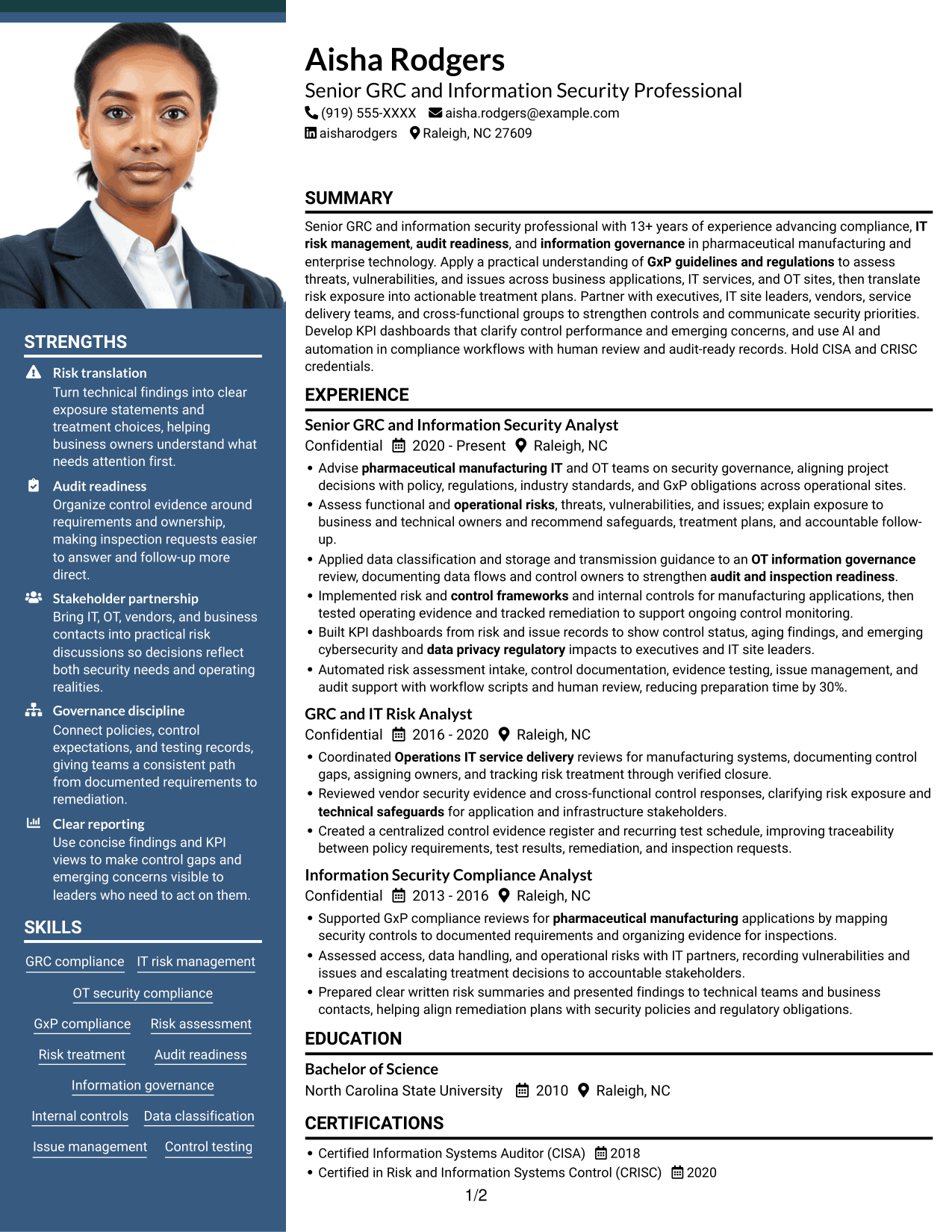 Resume example — page 1