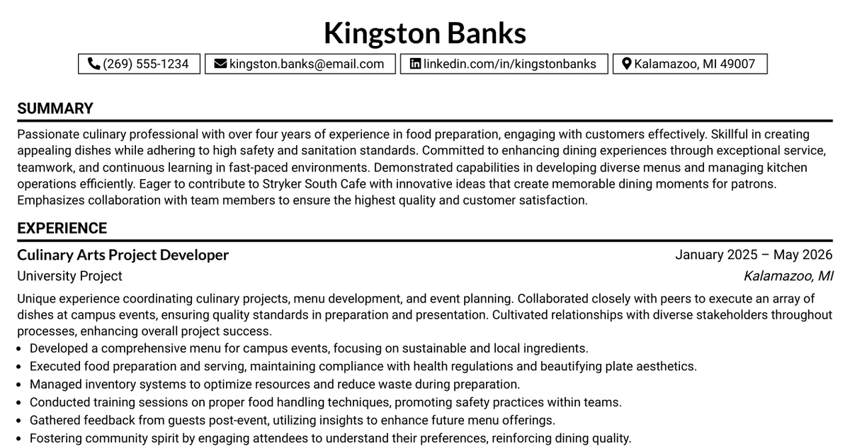 33 GRILL COOK Resume Templates with Example 2026 (ATS-Optimized)