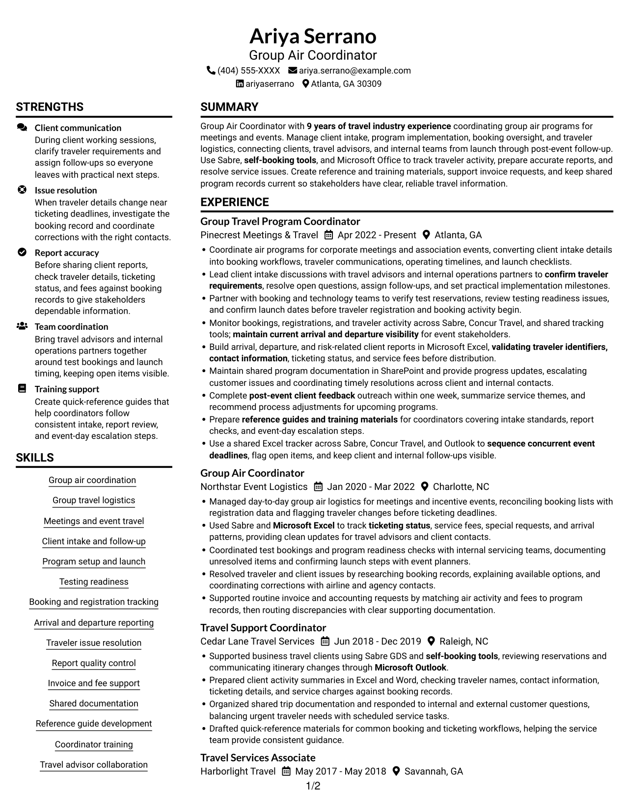 Resume example — page 1