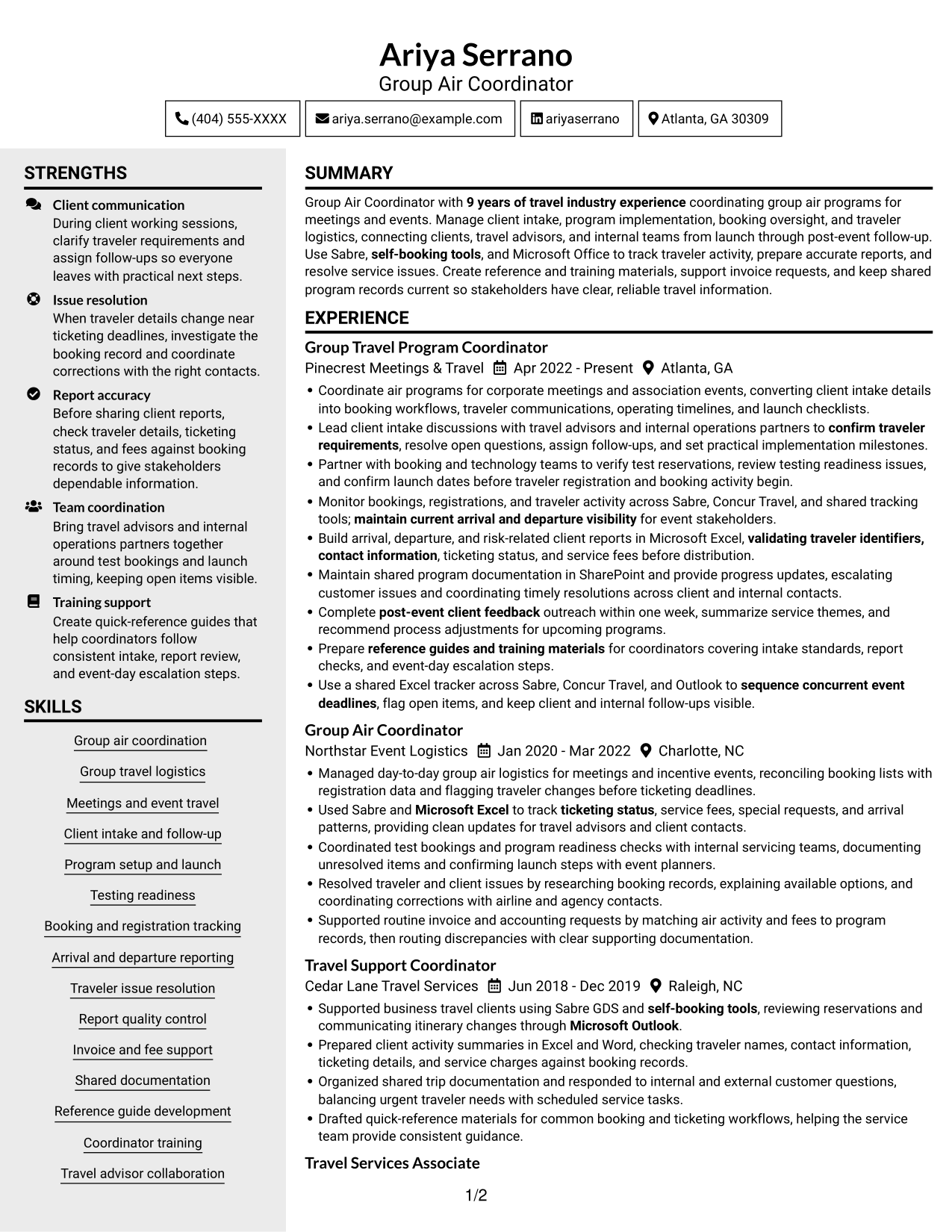 Resume example — page 1