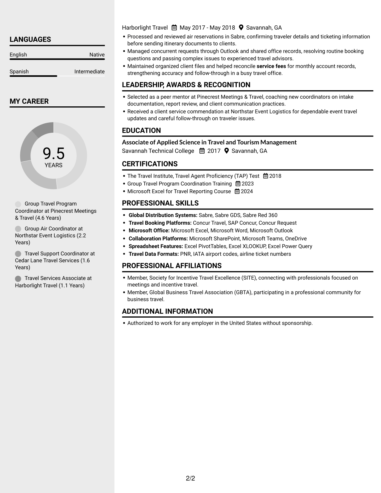 Resume example — page 2