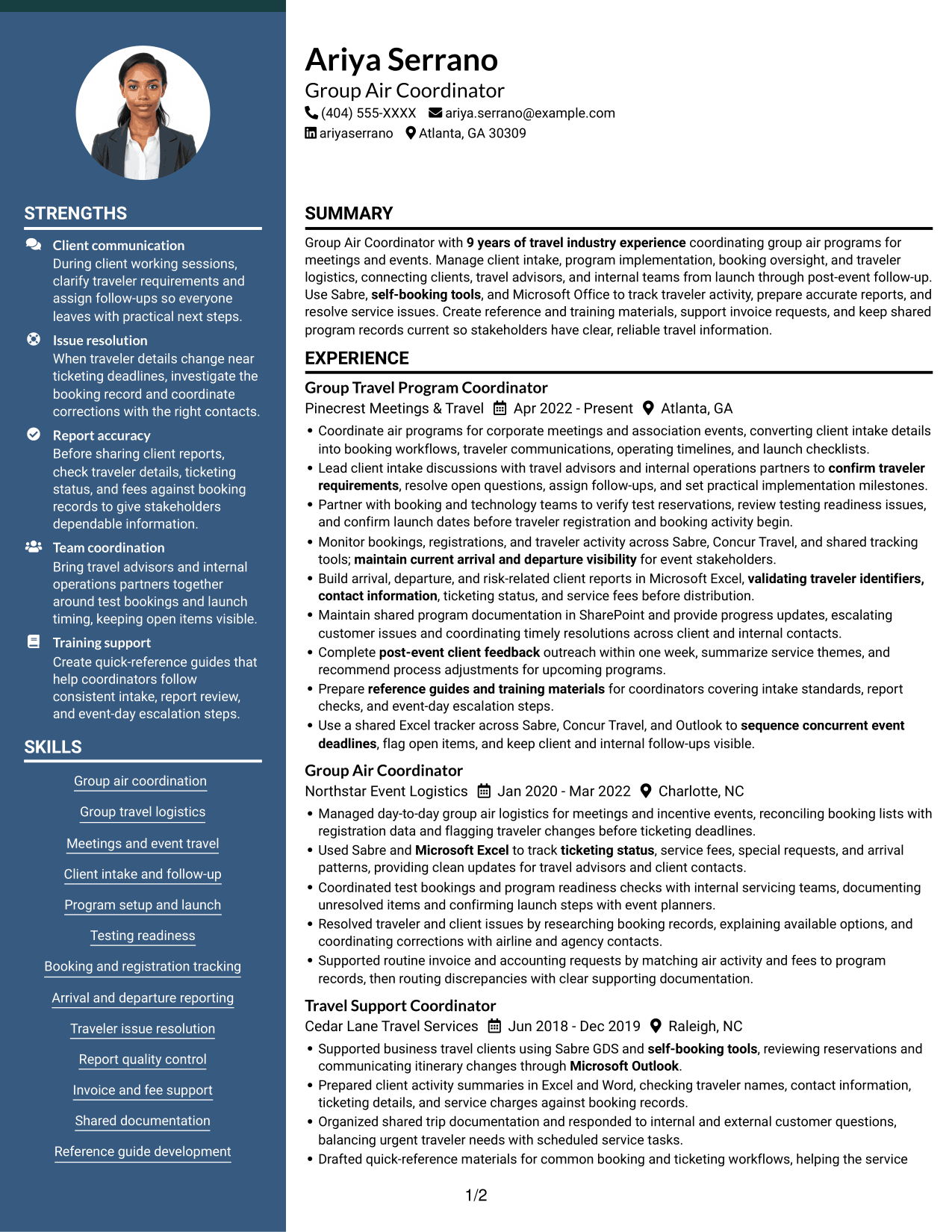 Resume example — page 1