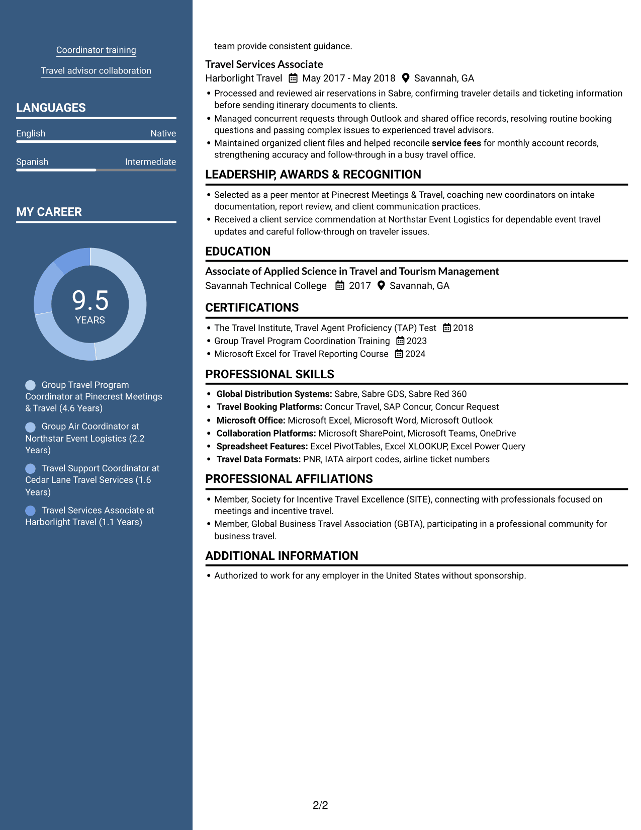 Resume example — page 2