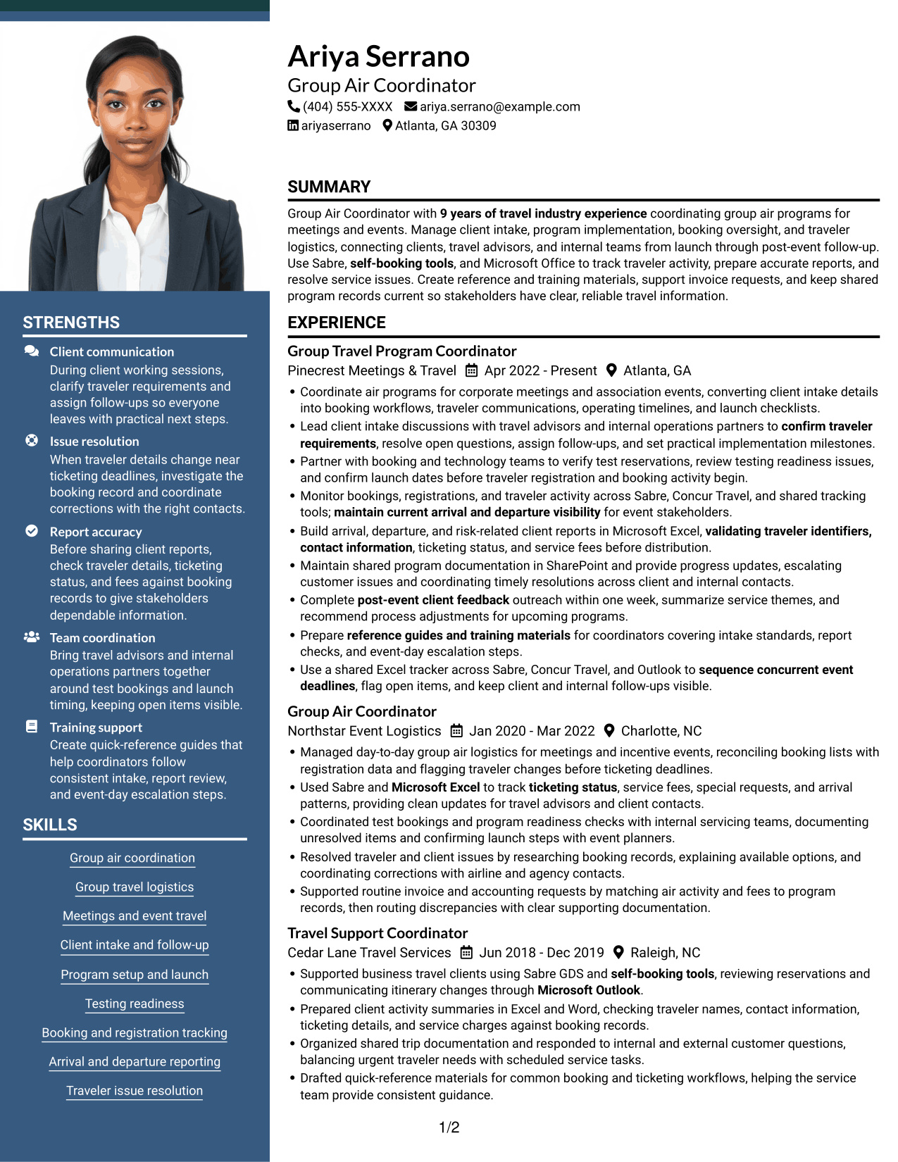 Resume example — page 1