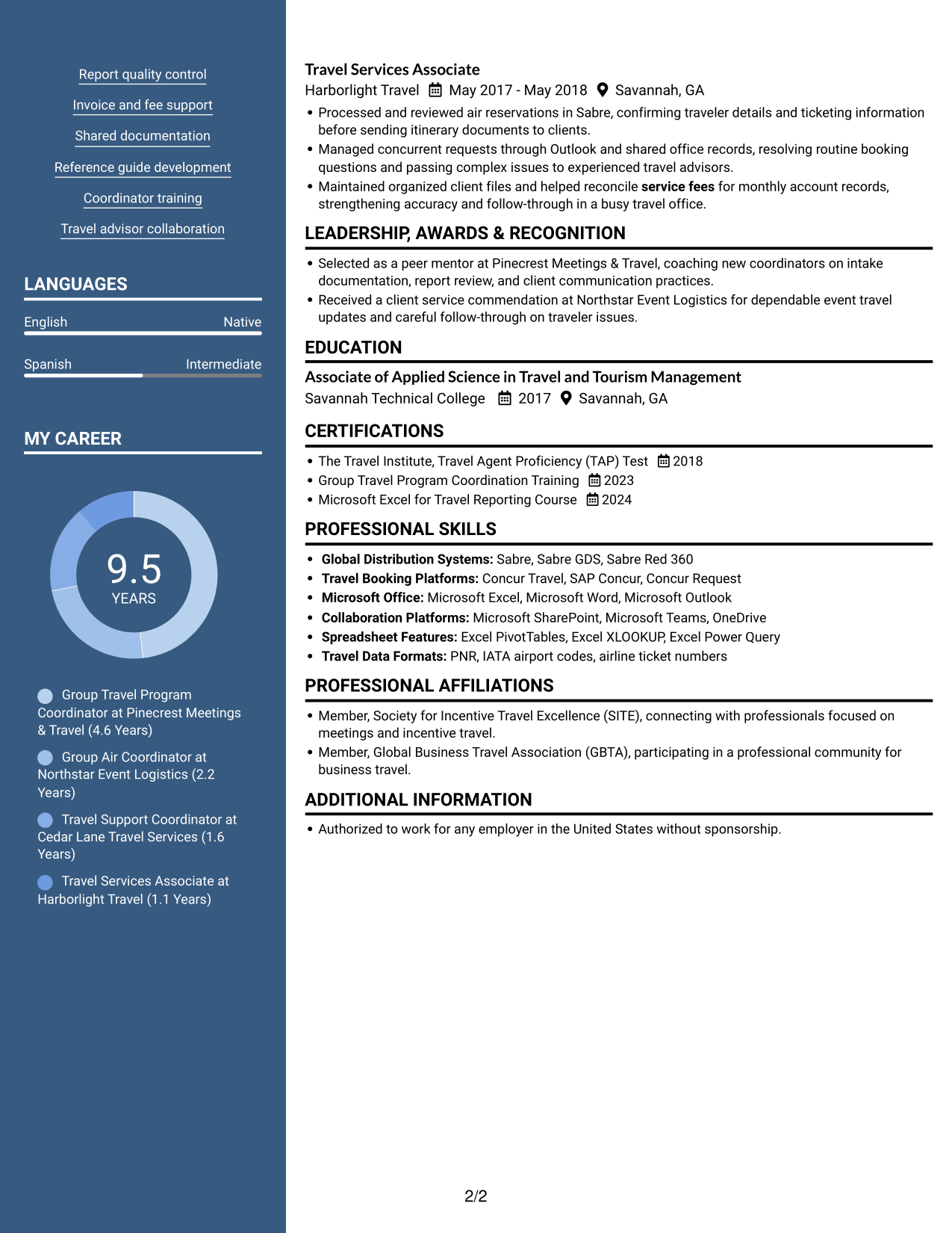 Resume example — page 2