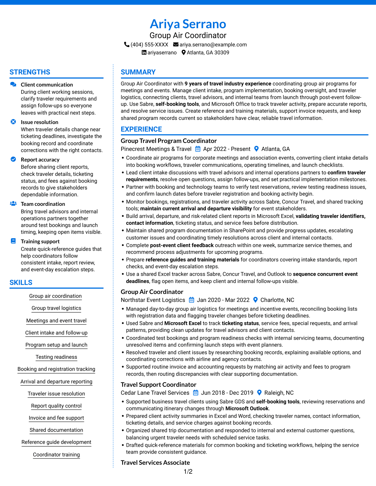 Resume example — page 1