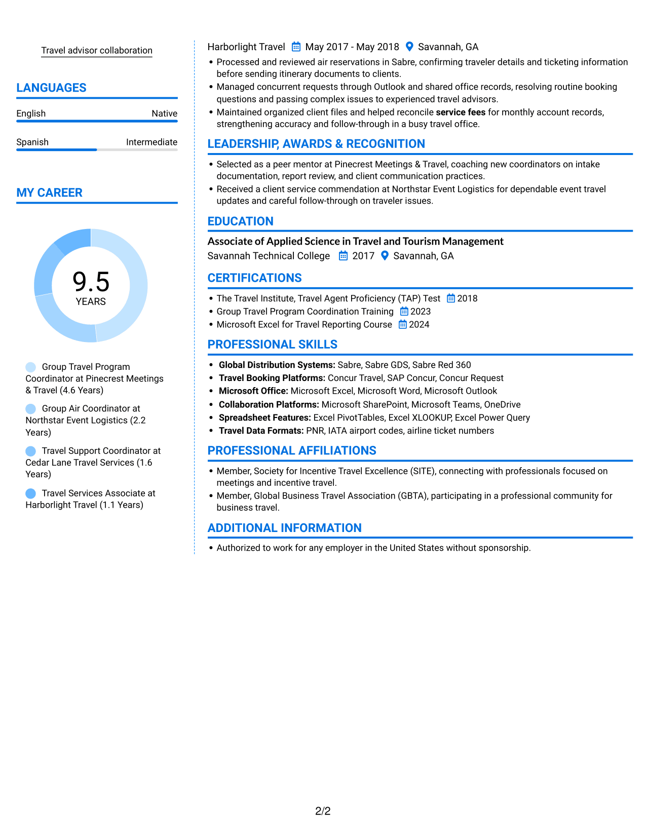 Resume example — page 2