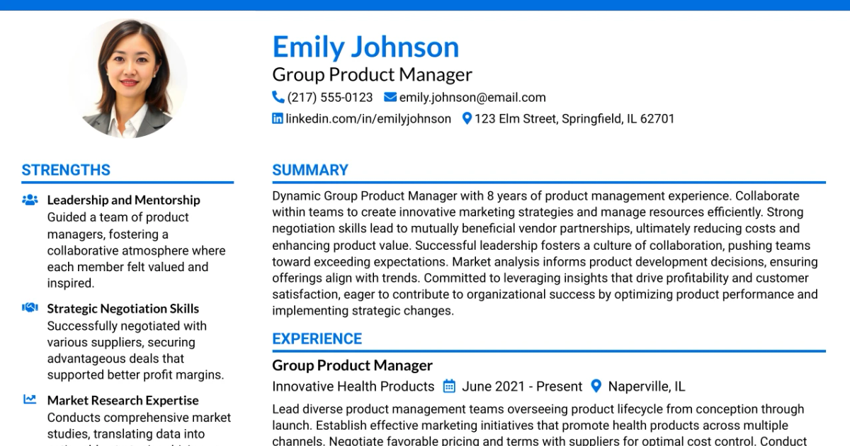 33 Group Product Manager Resume Templates with Example 2026 (ATS-Optimized)