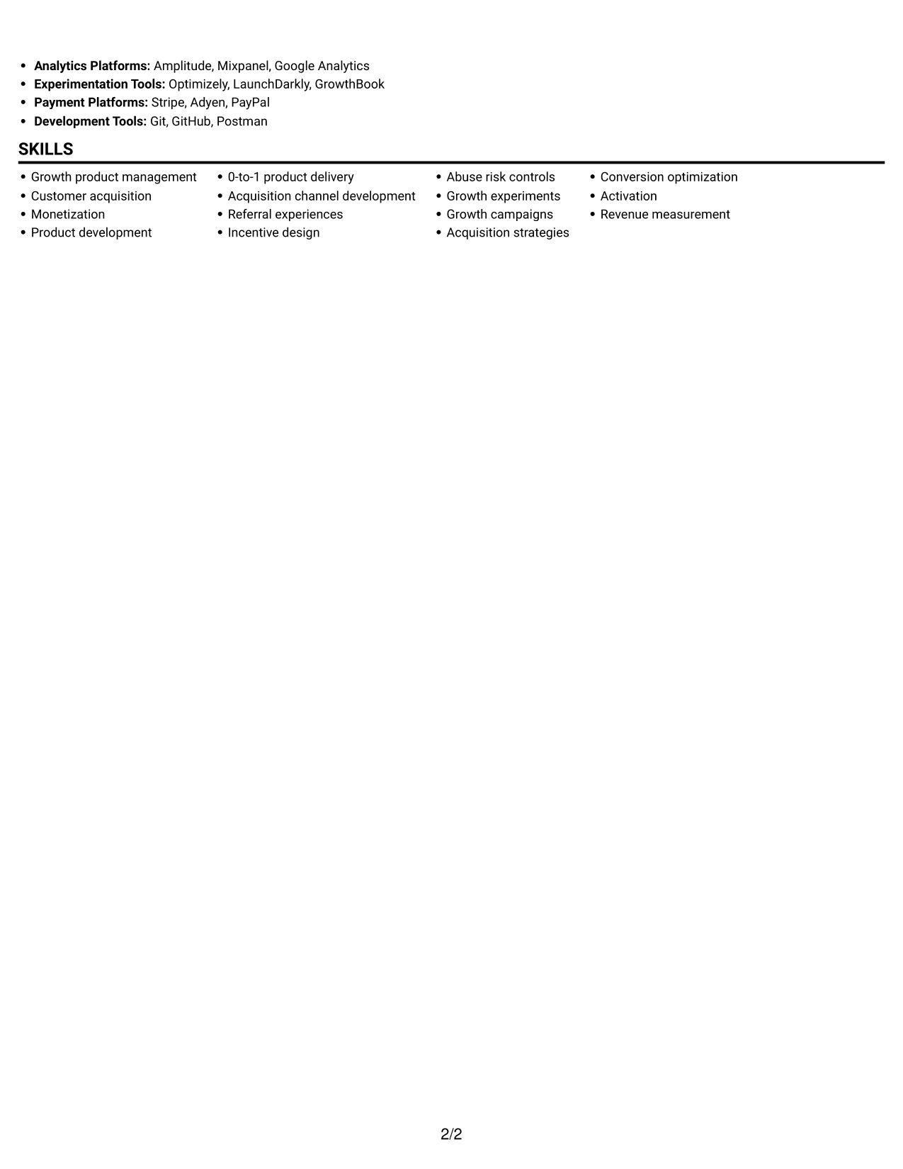 Resume example — page 2