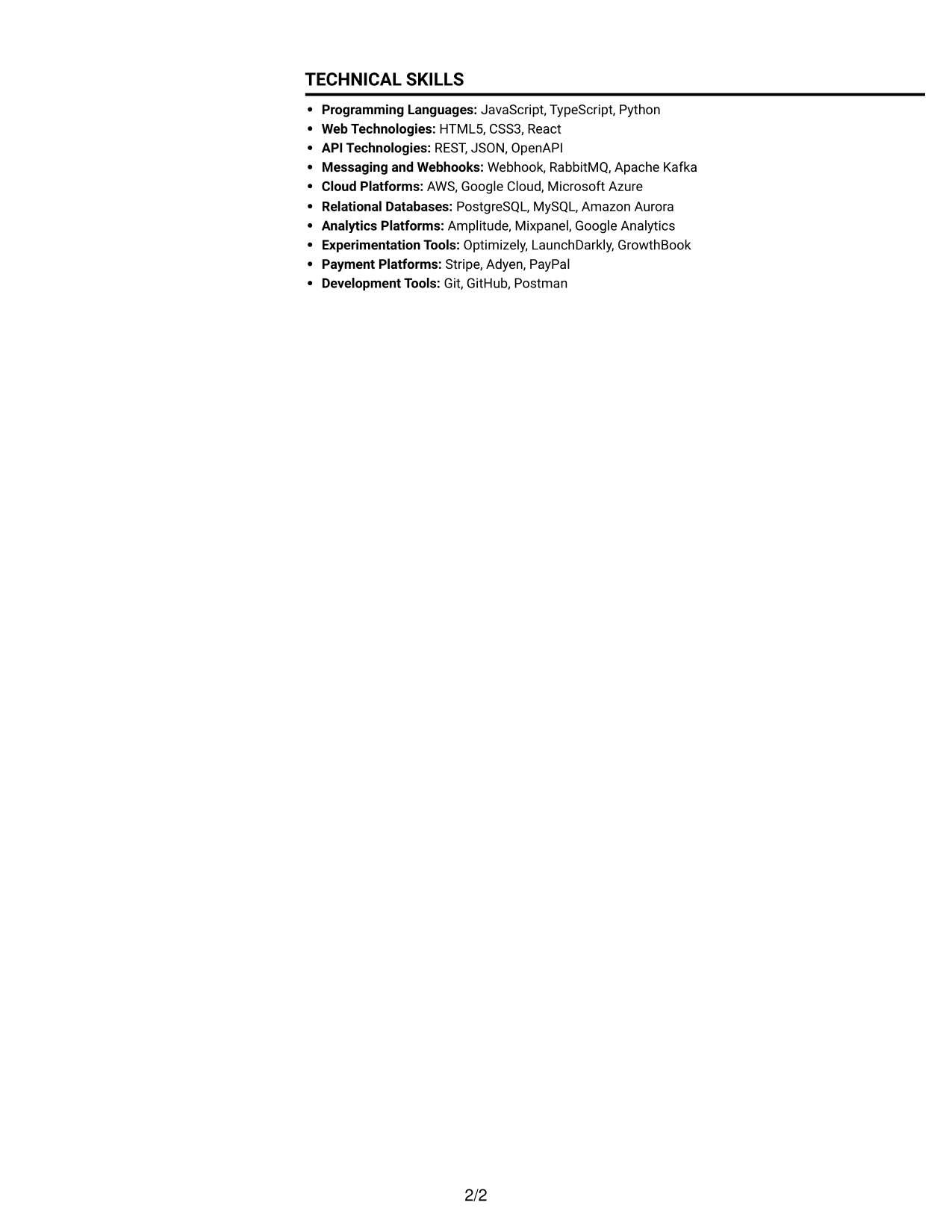 Resume example — page 2