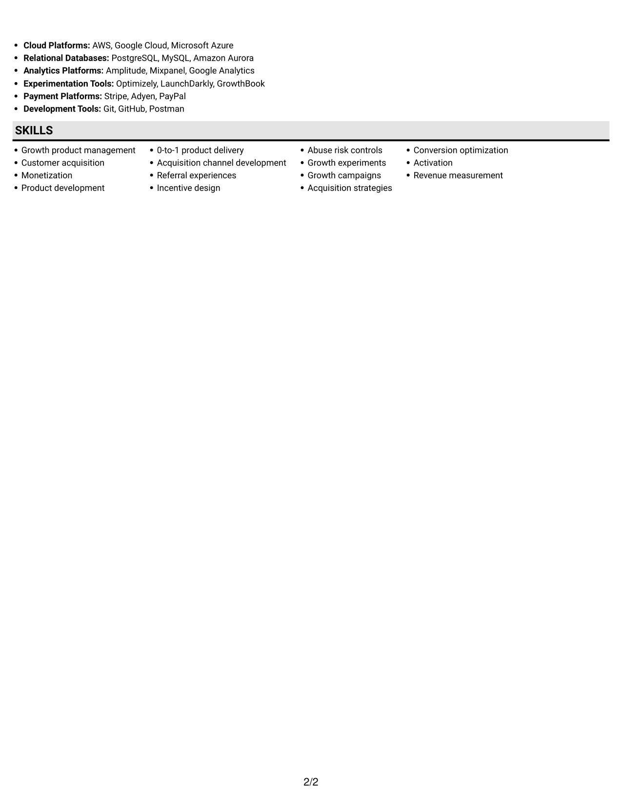 Resume example — page 2