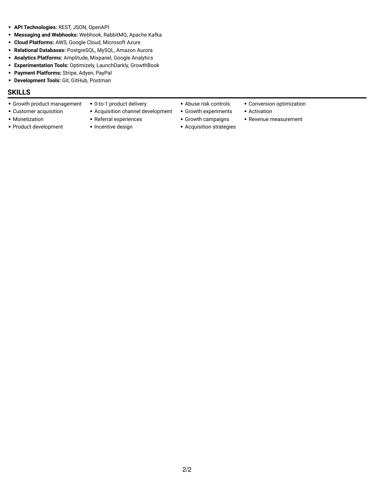 Resume example — page 2