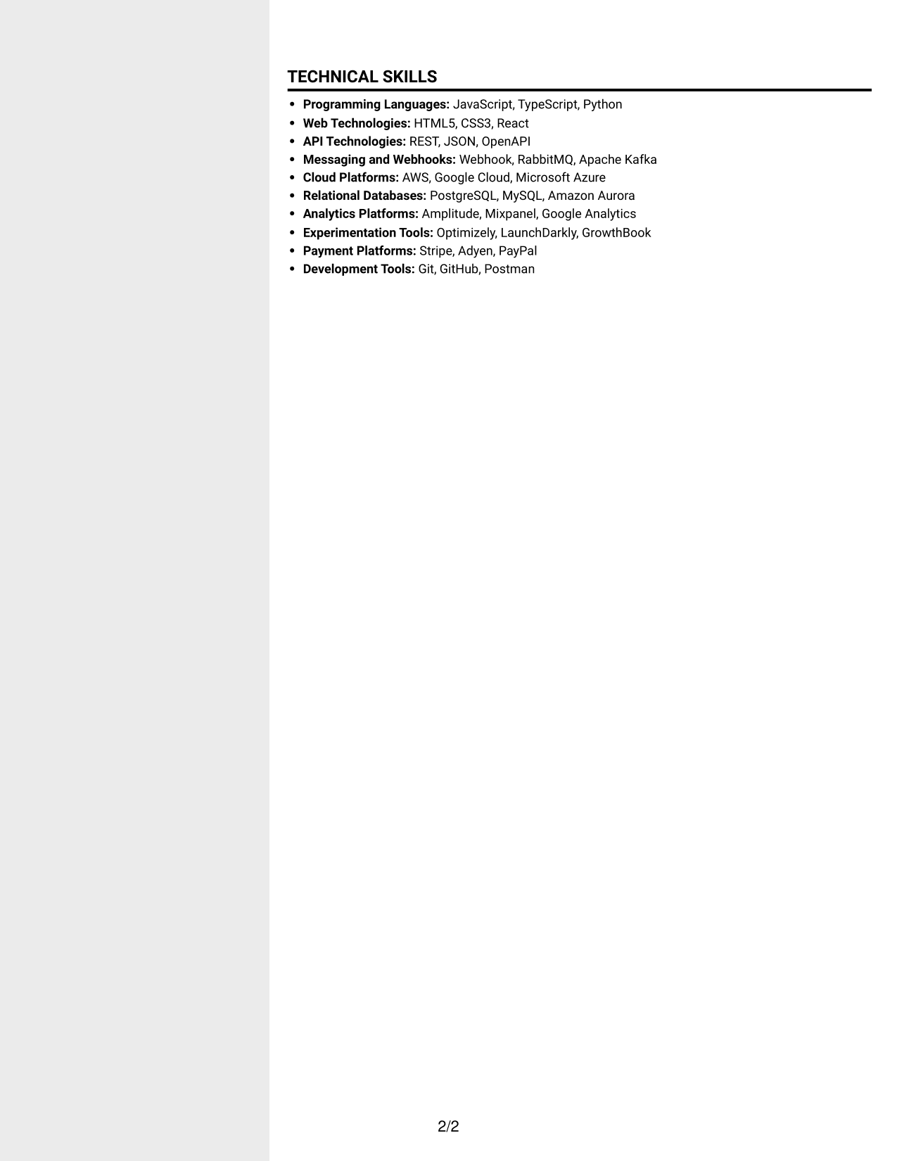 Resume example — page 2