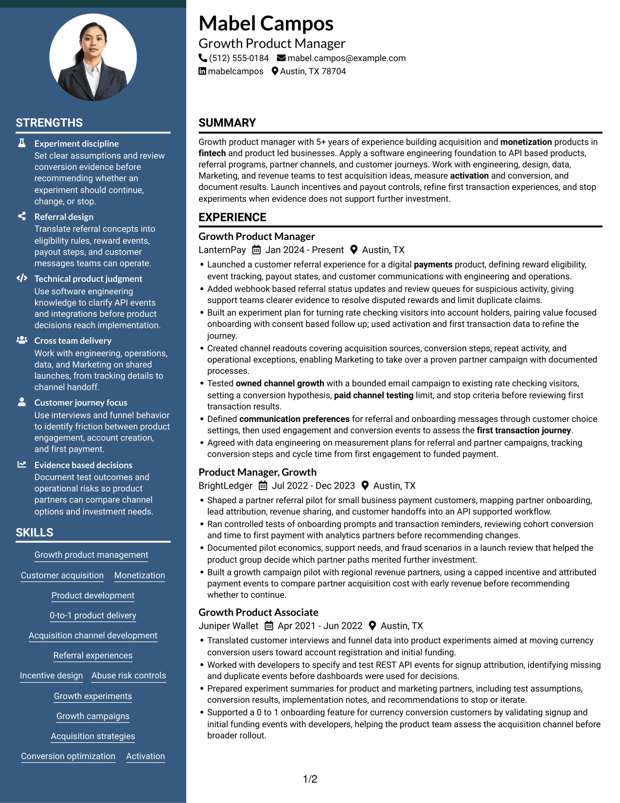 Resume example — page 1