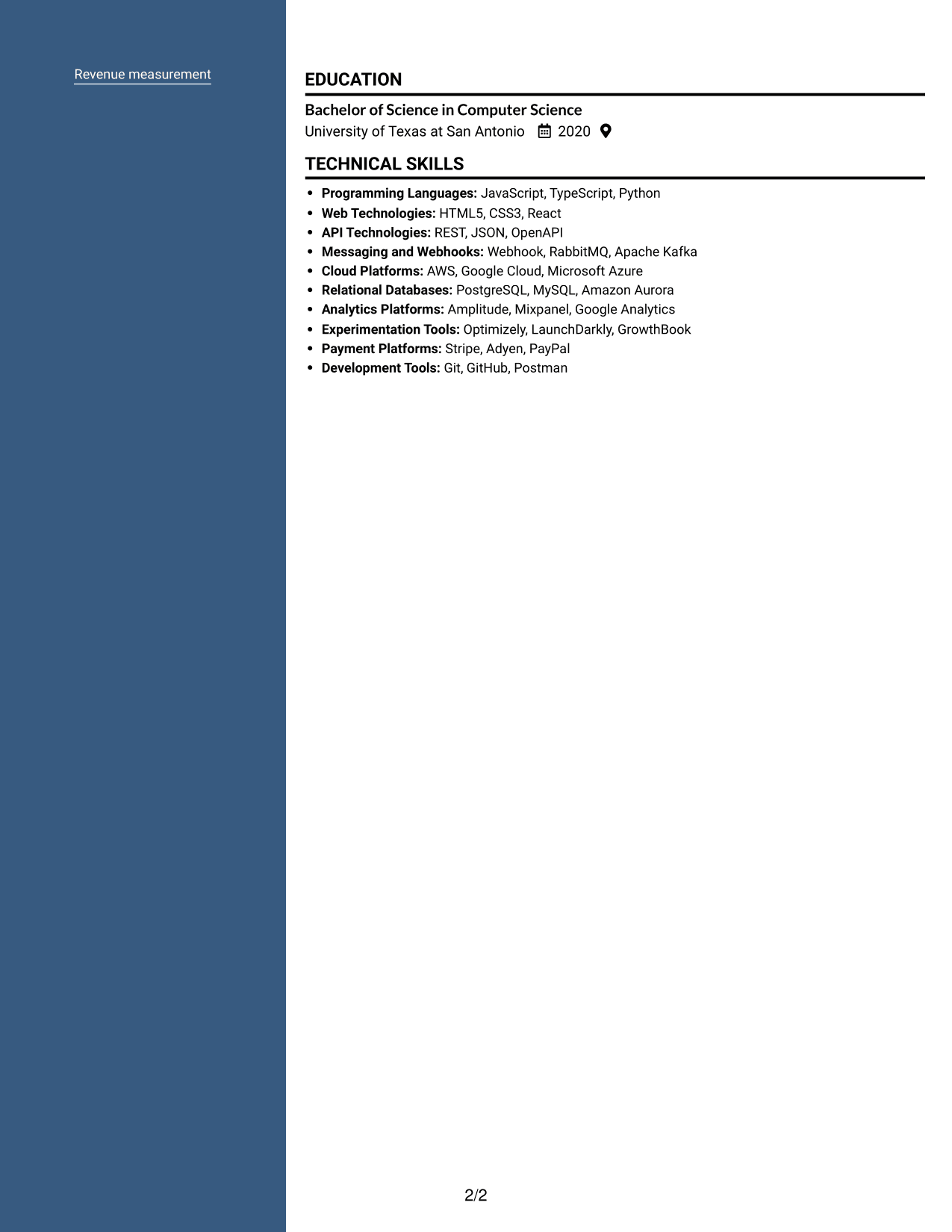 Resume example — page 2