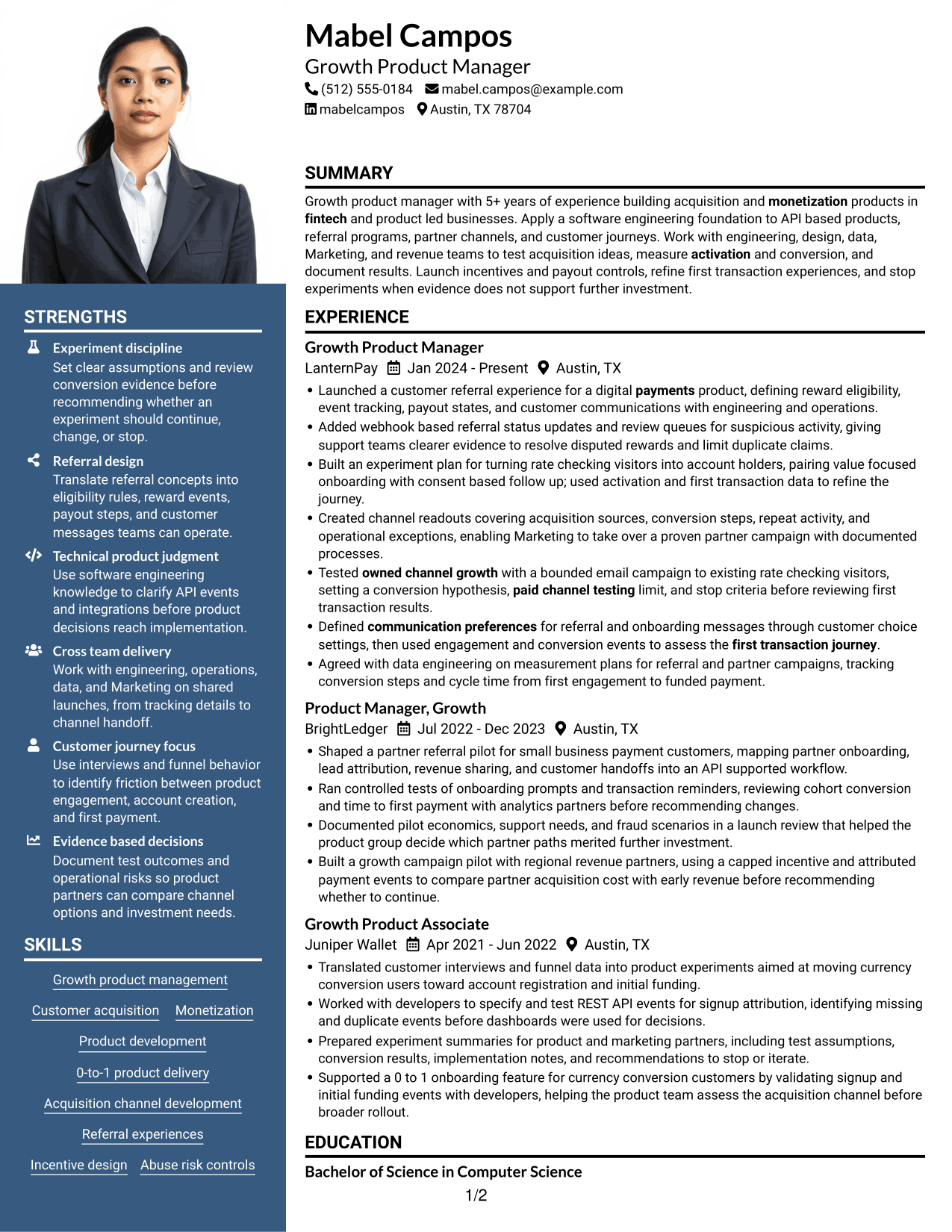 Resume example — page 1