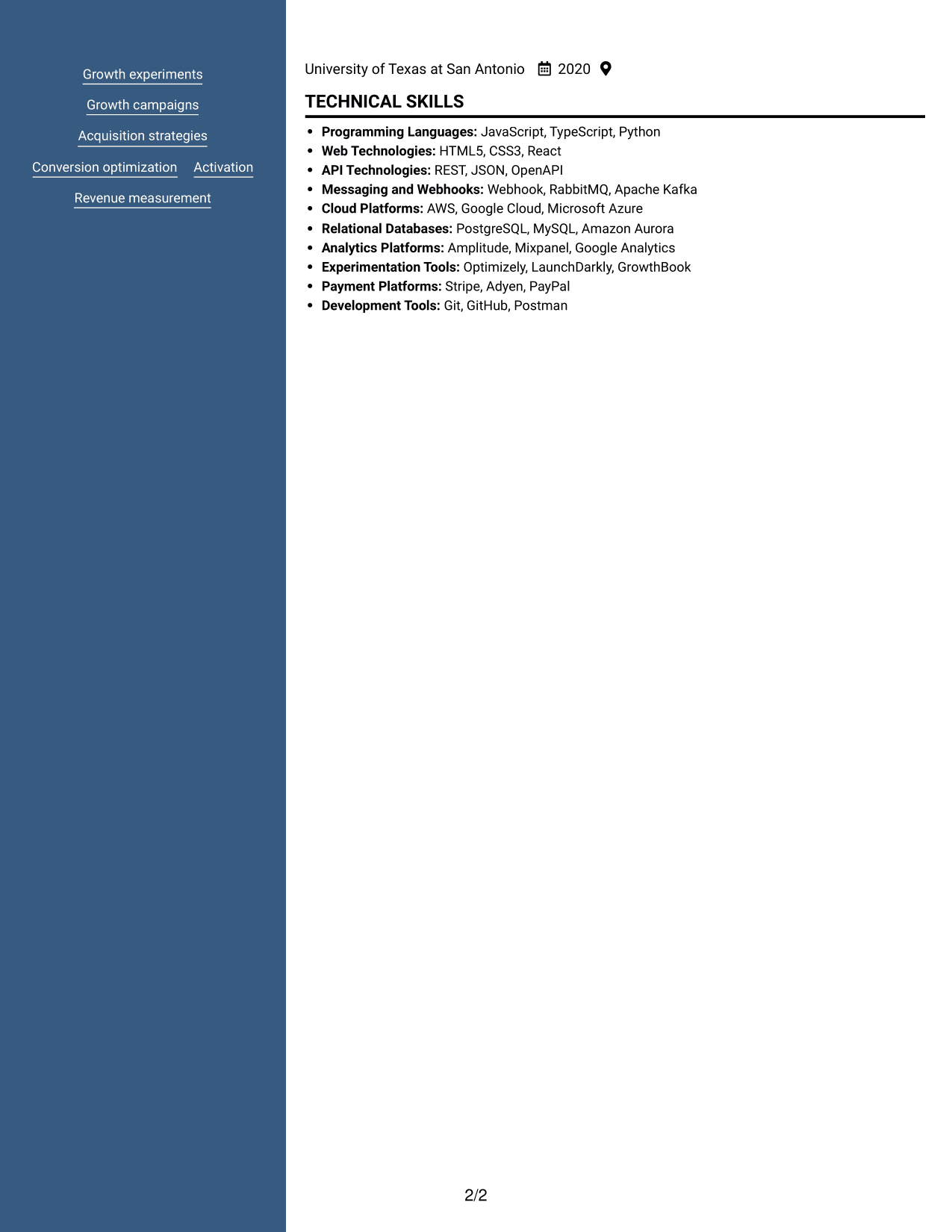 Resume example — page 2