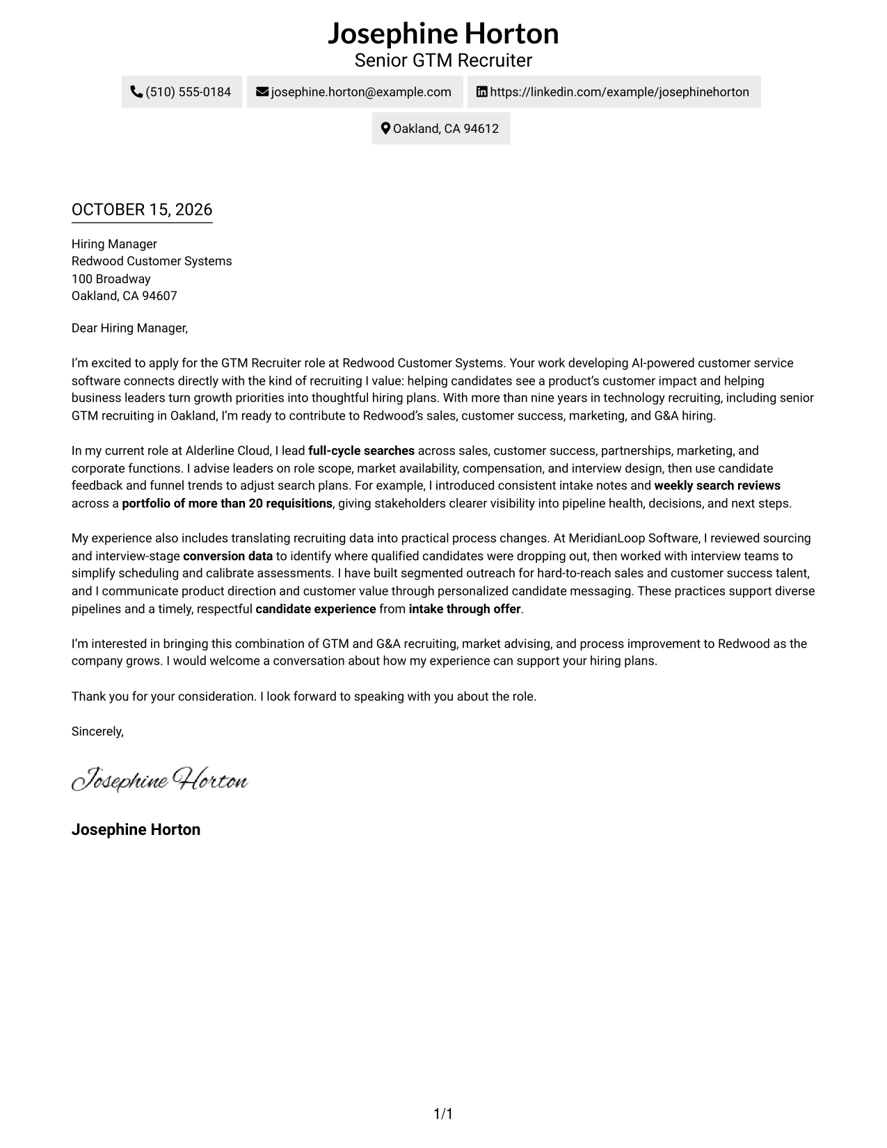 Cover letter example — page 1