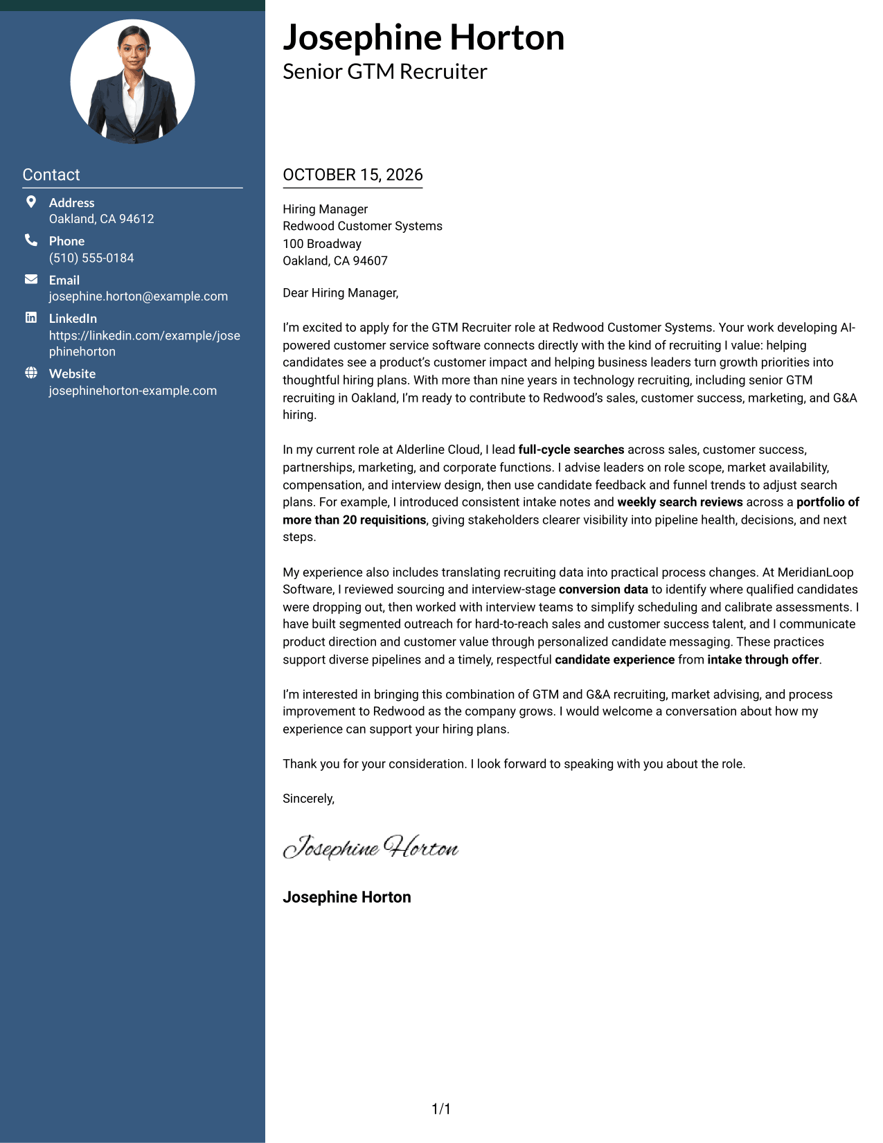 Cover letter example — page 1