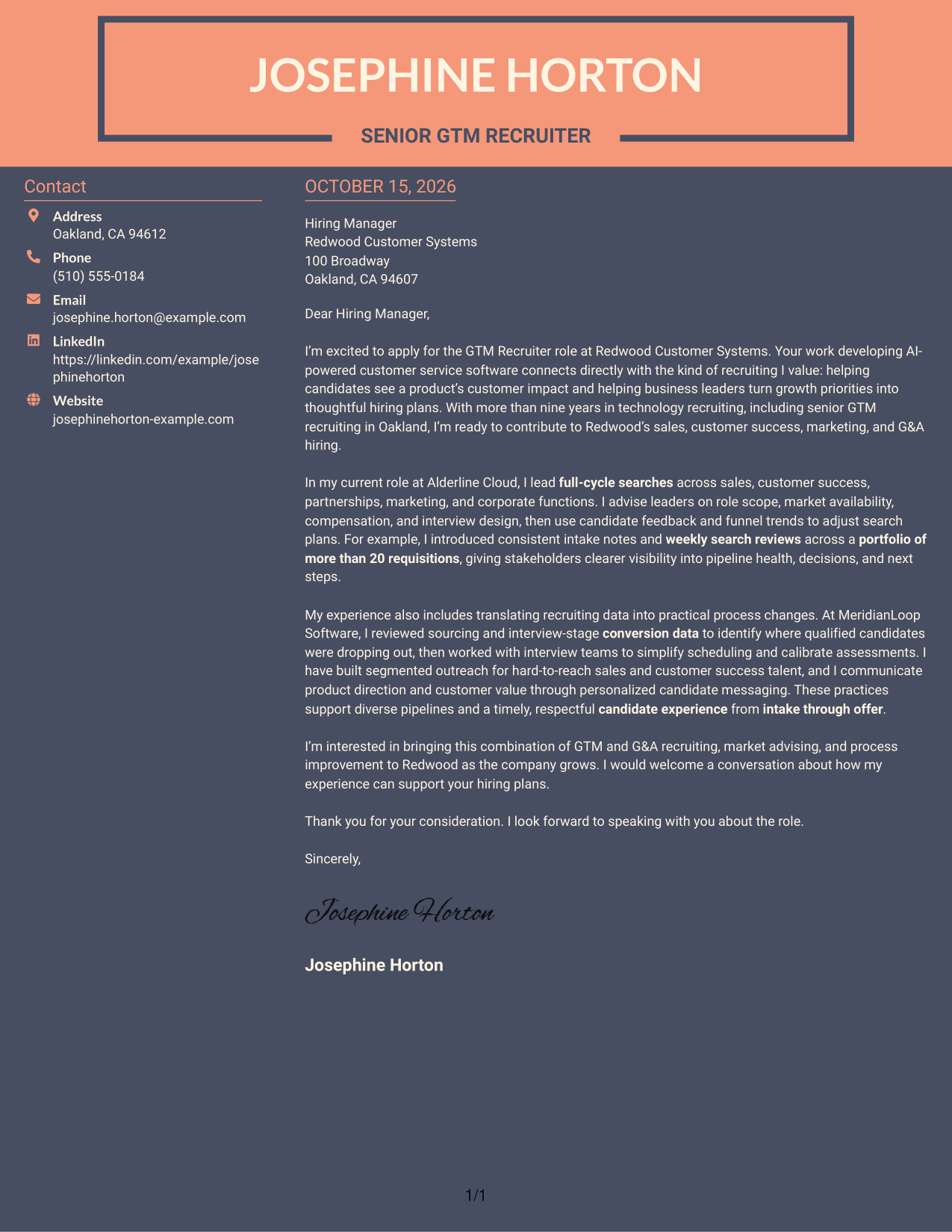 Cover letter example — page 1