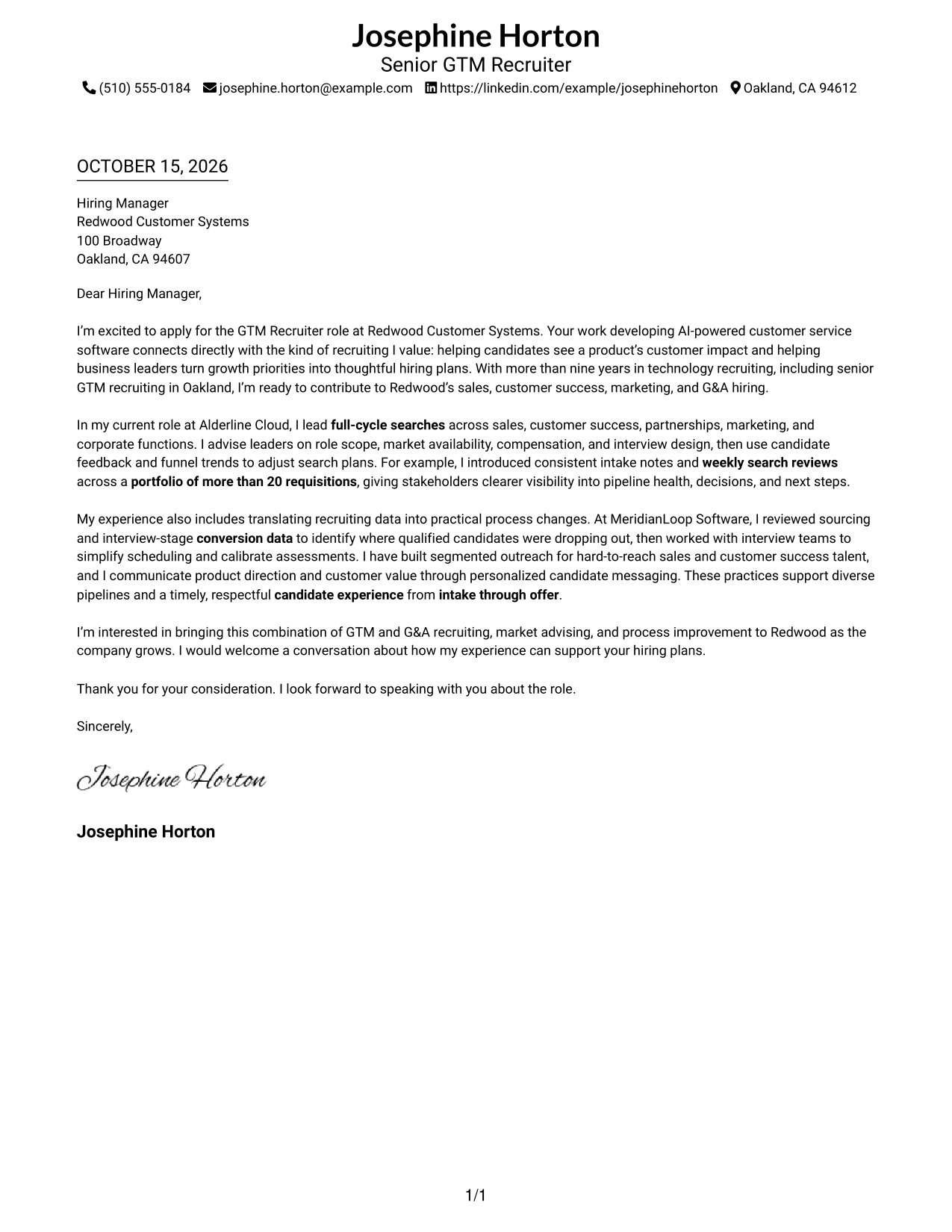 Cover letter example — page 1