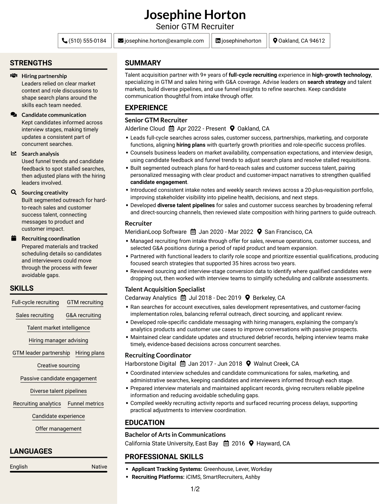 Resume example — page 1