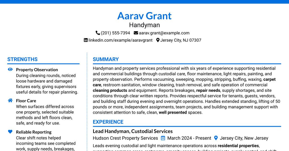 7 Handyman Resume Templates with Example