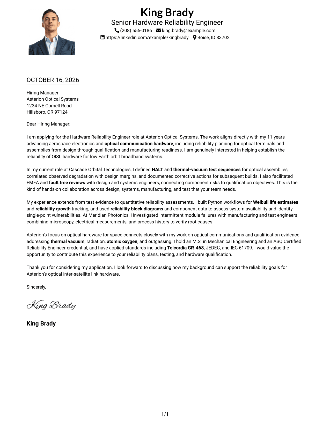 Cover letter example — page 1