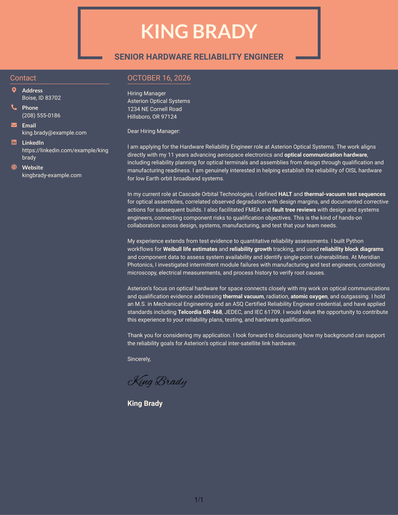 Cover letter example — page 1