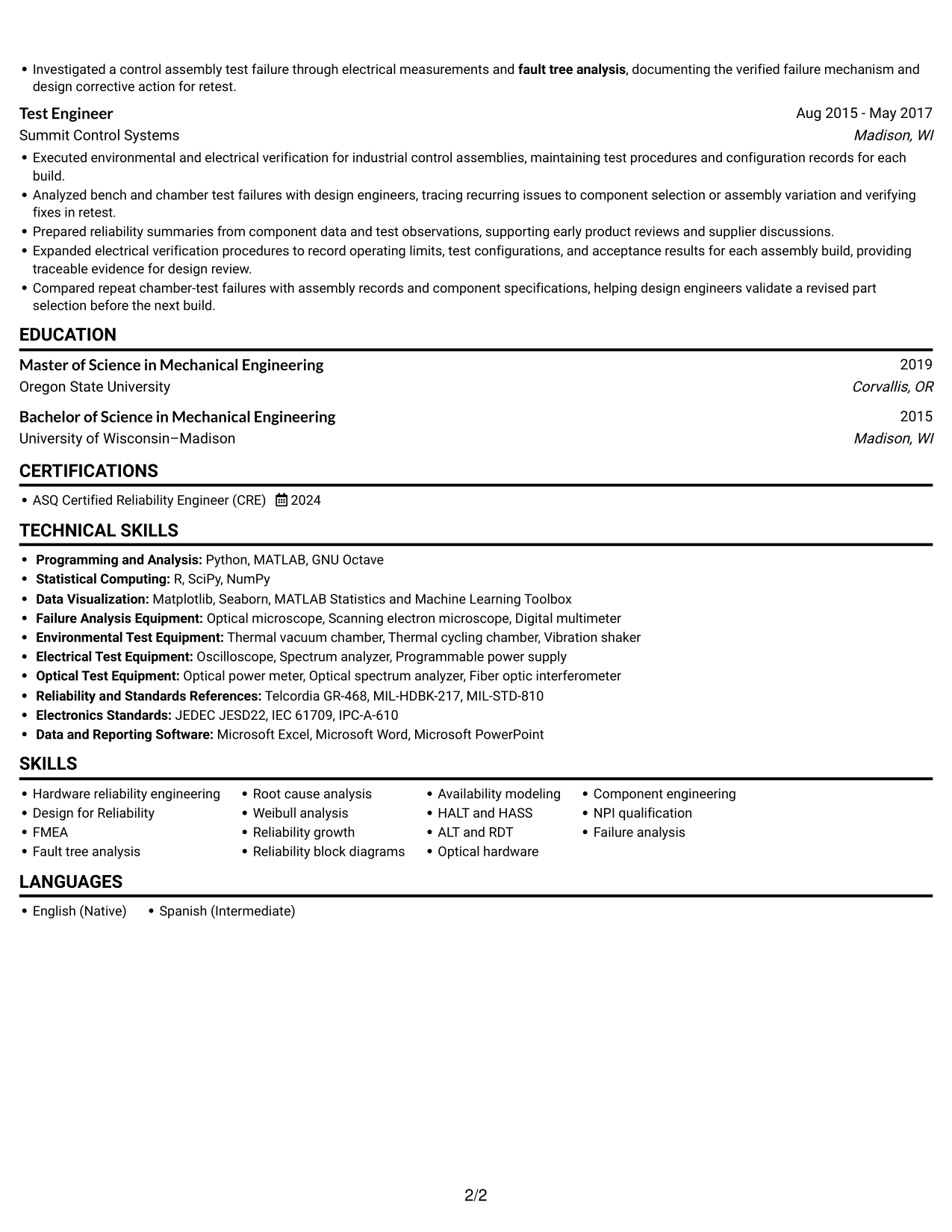 Resume example — page 2