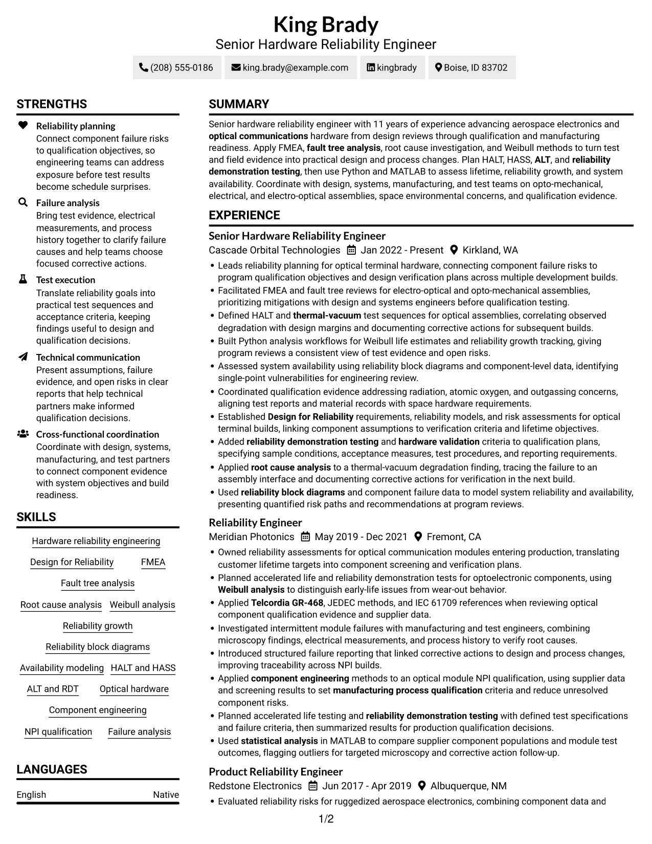 Resume example — page 1