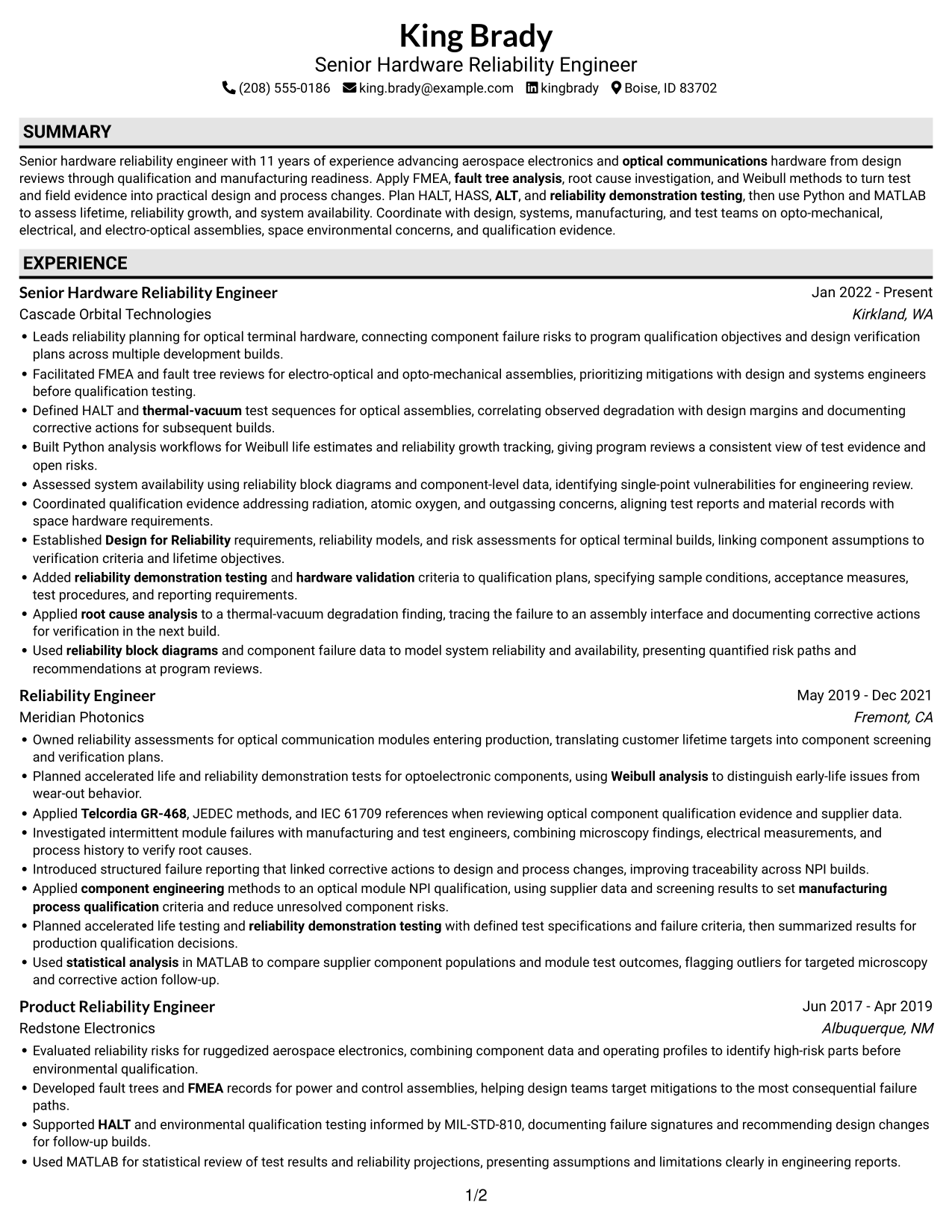 Resume example — page 1