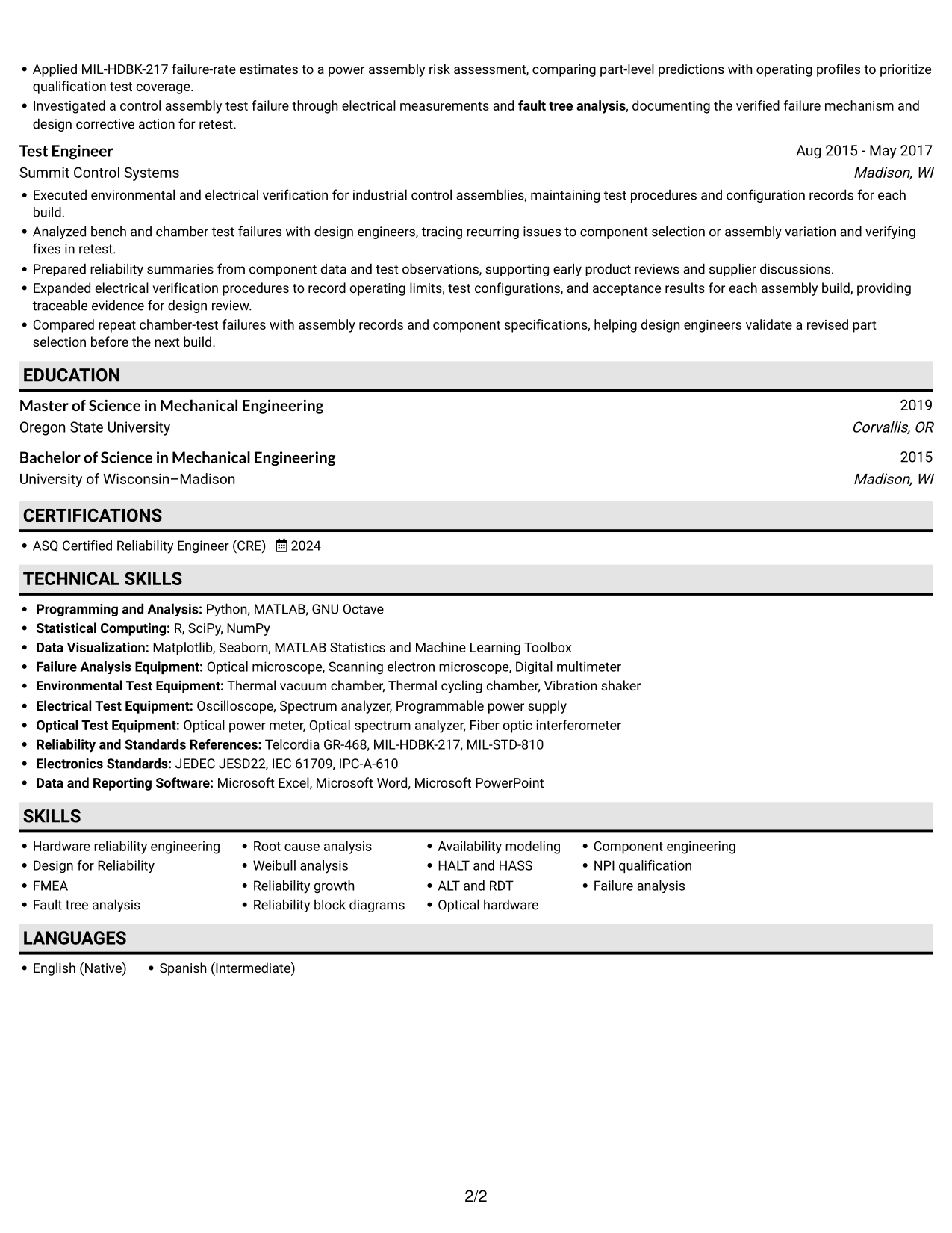 Resume example — page 2