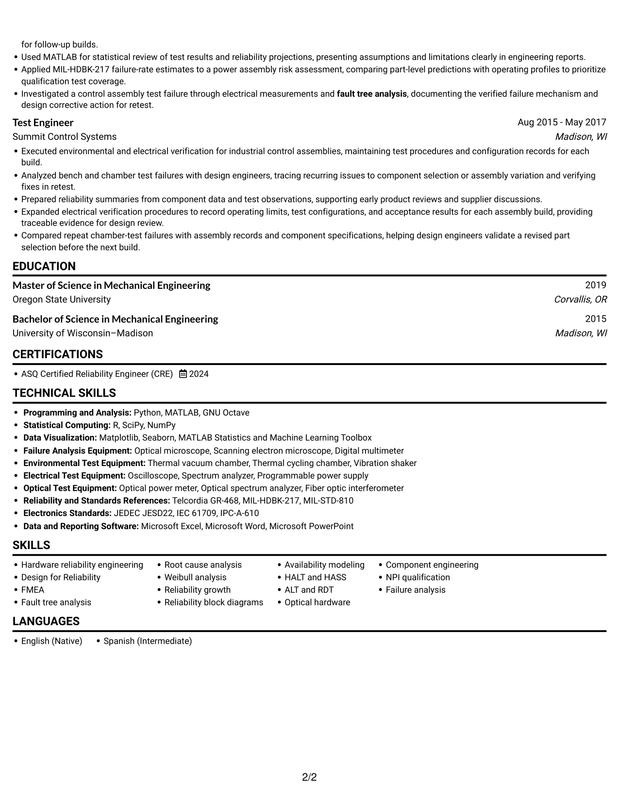 Resume example — page 2