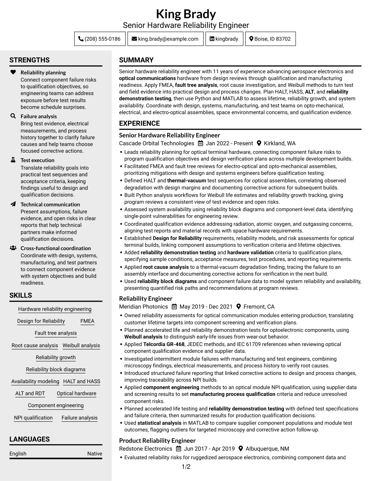 Resume example — page 1