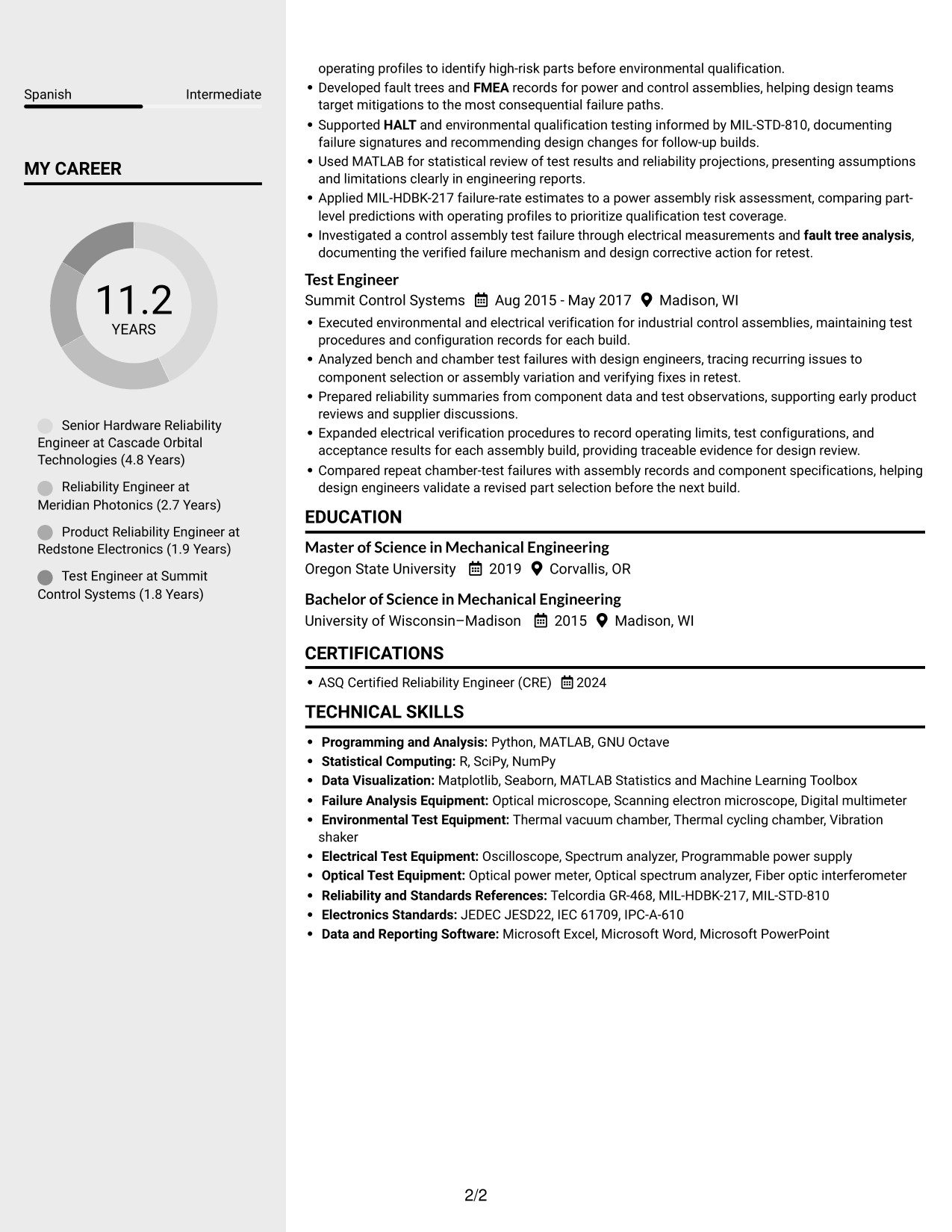 Resume example — page 2