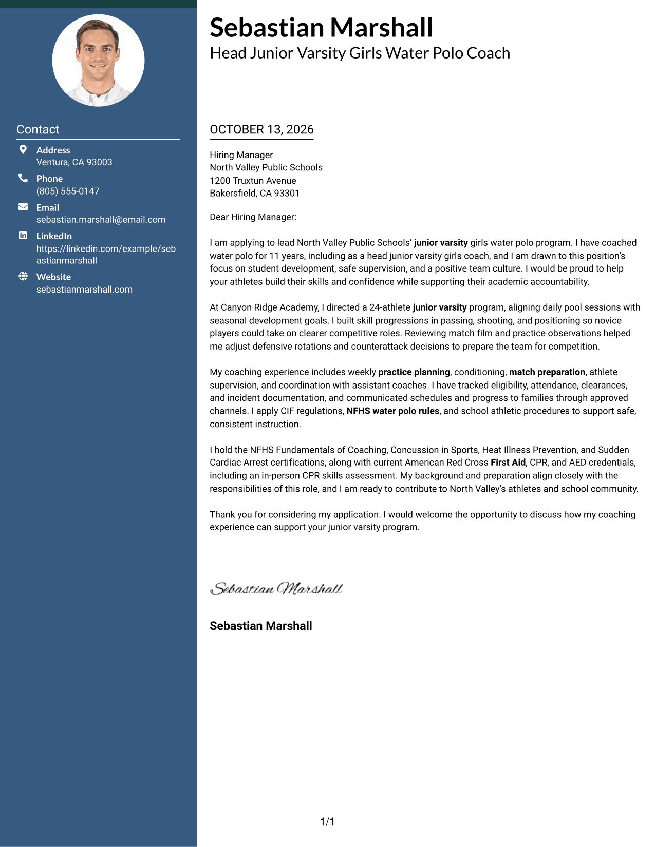 Cover Letter Example Page 1