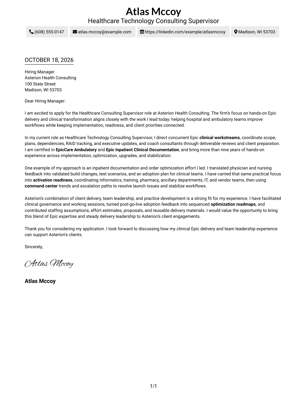 Cover letter example — page 1