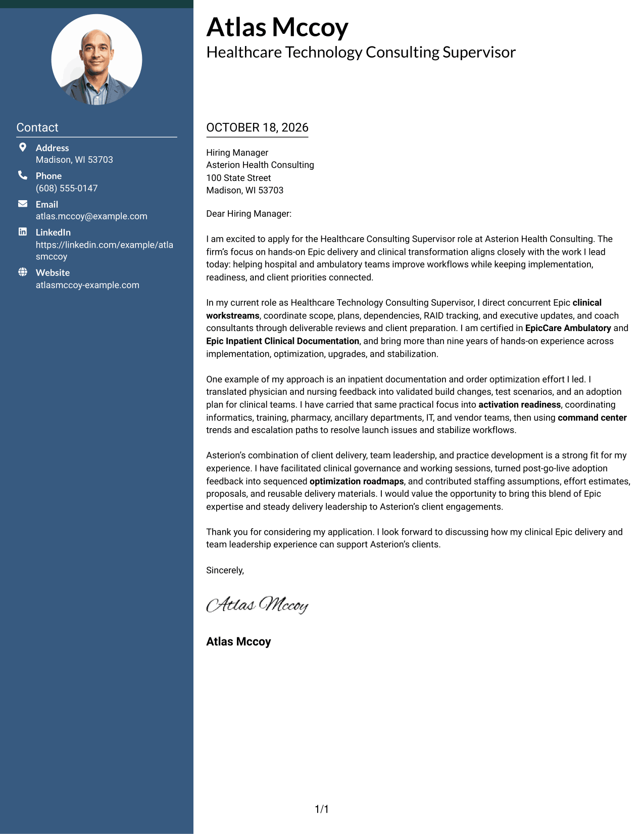Cover letter example — page 1