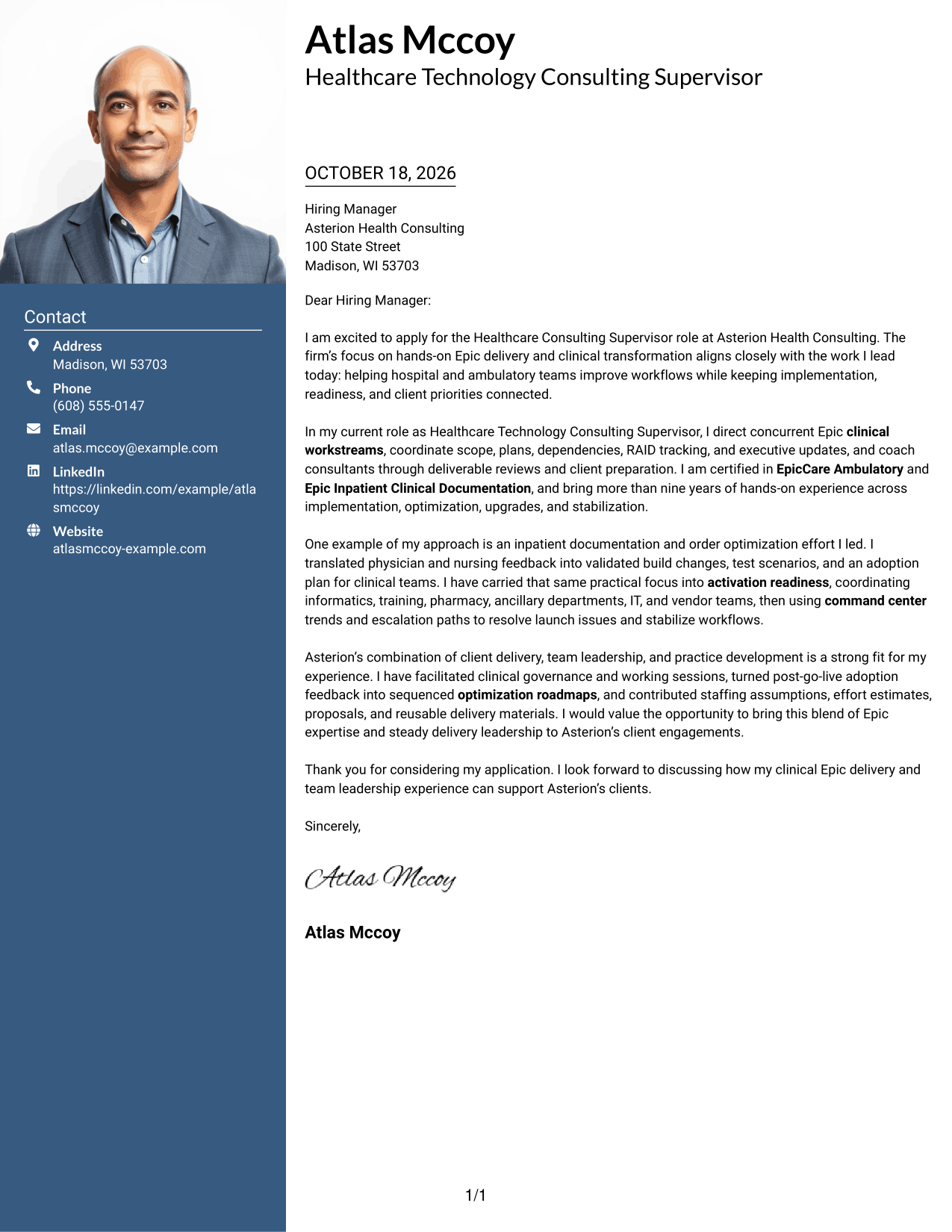 Cover letter example — page 1