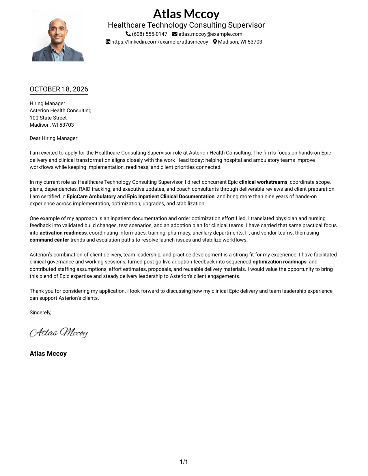 Cover letter example — page 1