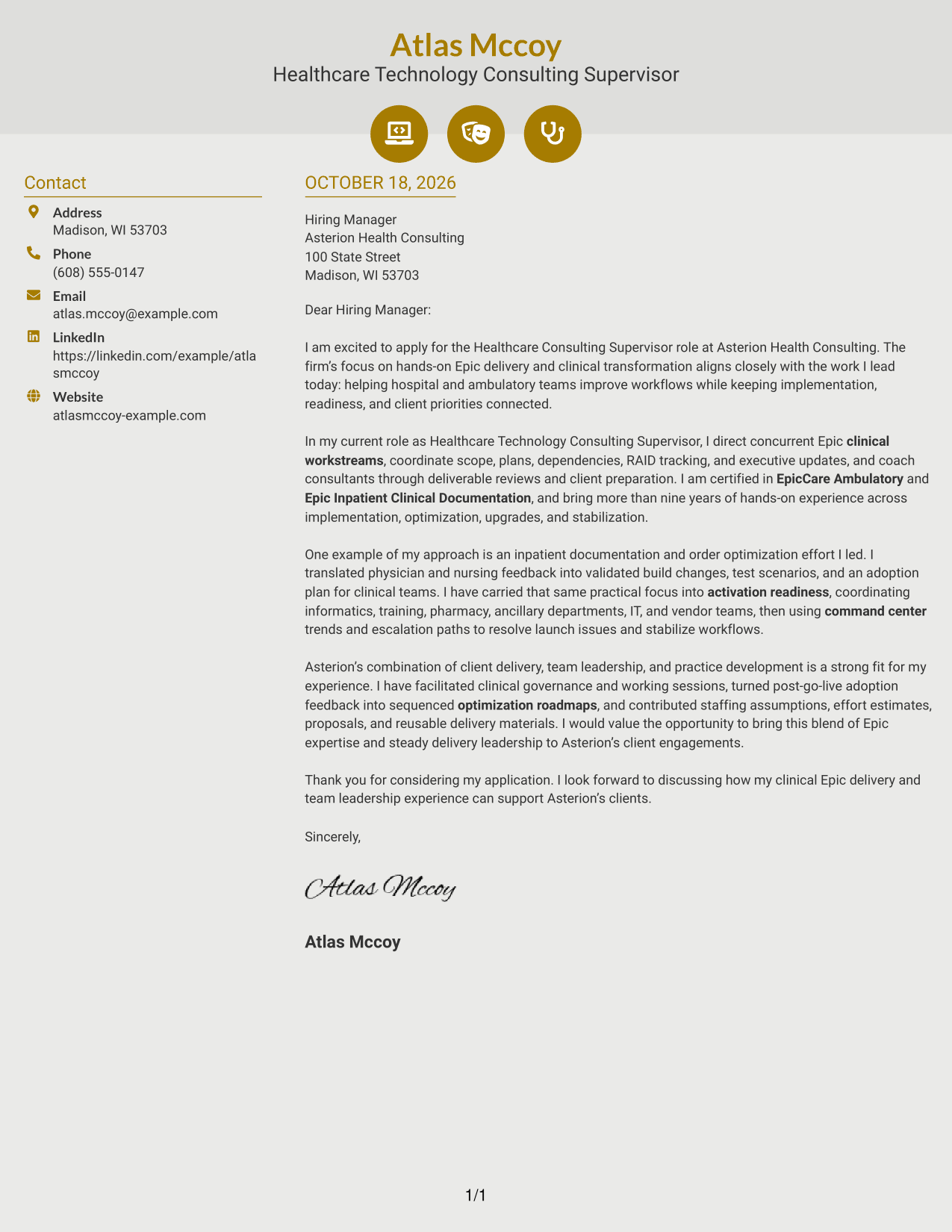 Cover letter example — page 1