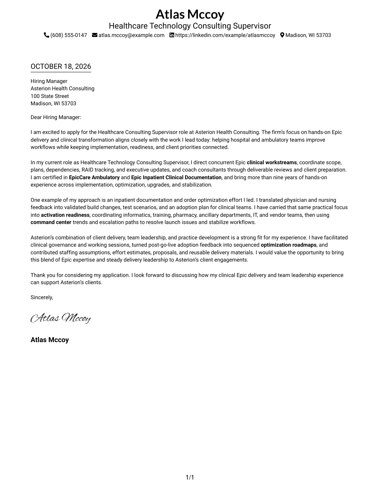 Cover letter example — page 1