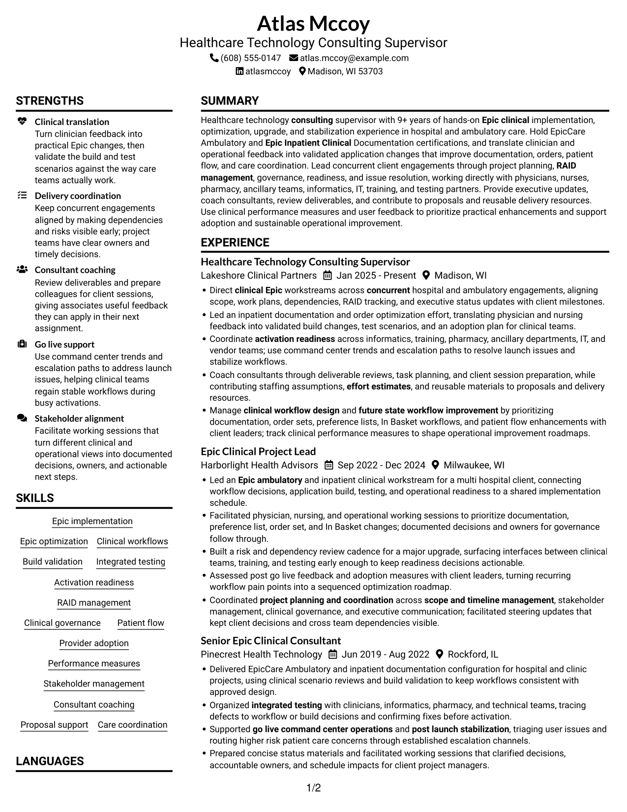 Resume example — page 1