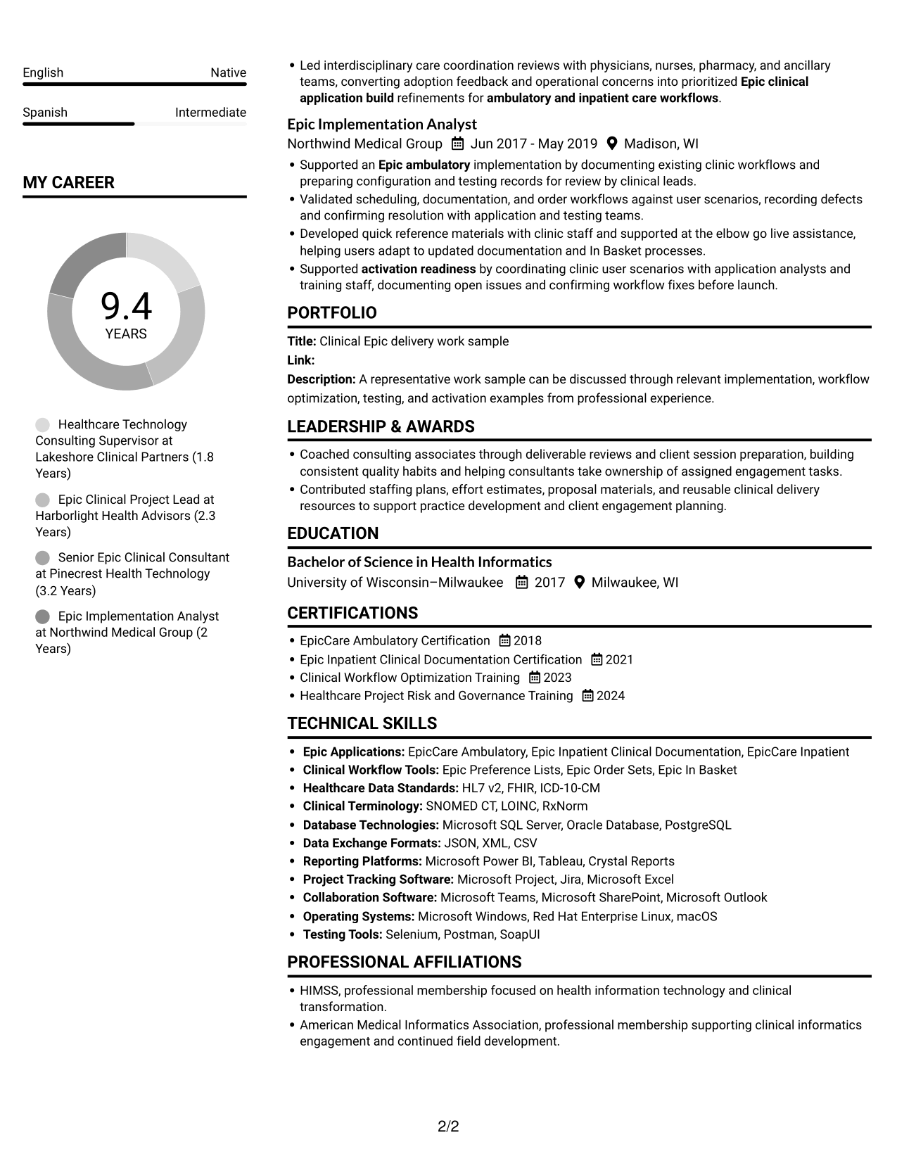 Resume example — page 2